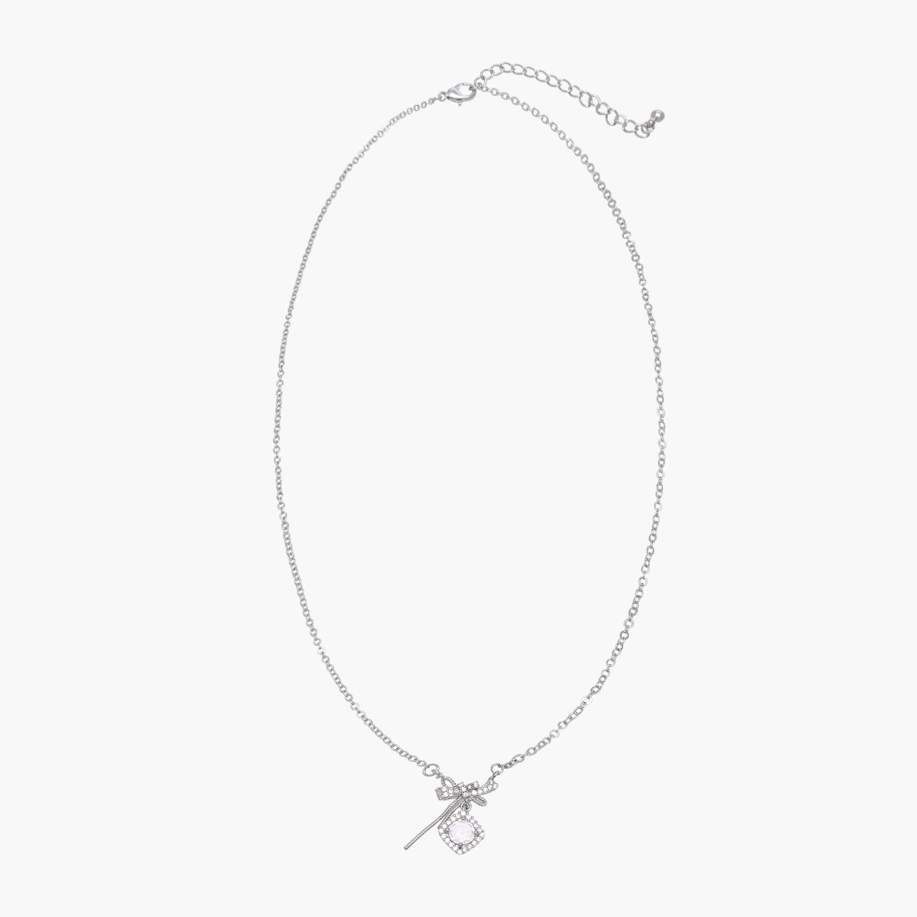 Silver Tone Necklace with Cubic Zirconia Embellishment-women-watchesandjewellery-jewellery-necklacesandpendants-image-1