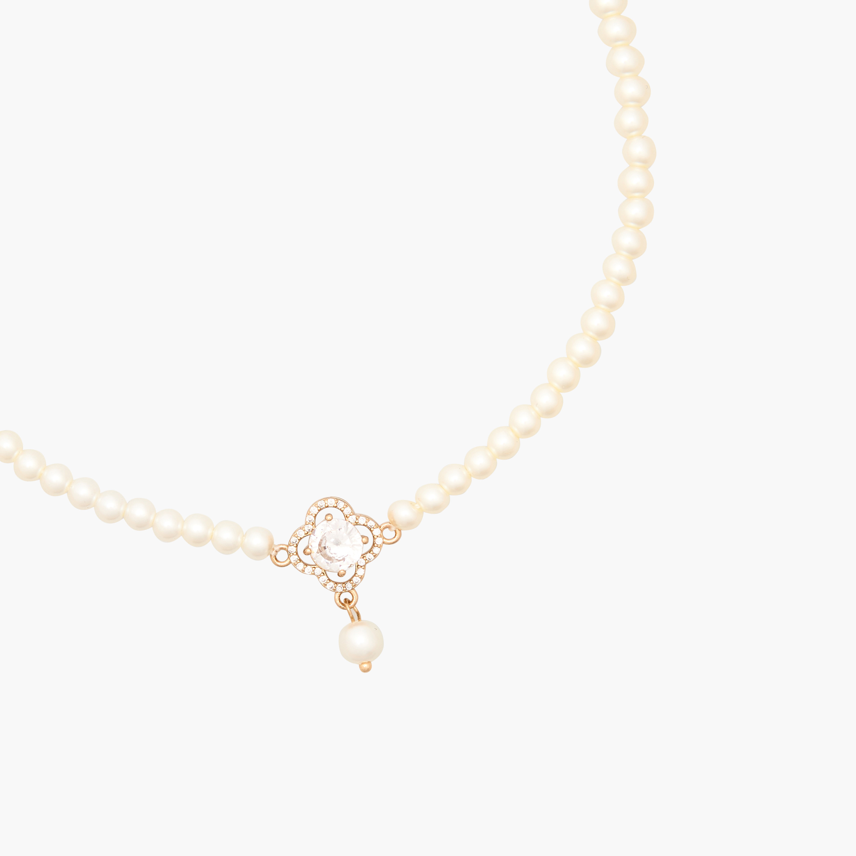 Gold Tone Necklace with Cubic Zirconia Pearl Embellishment-women-watchesandjewellery-jewellery-necklacesandpendants-image-2