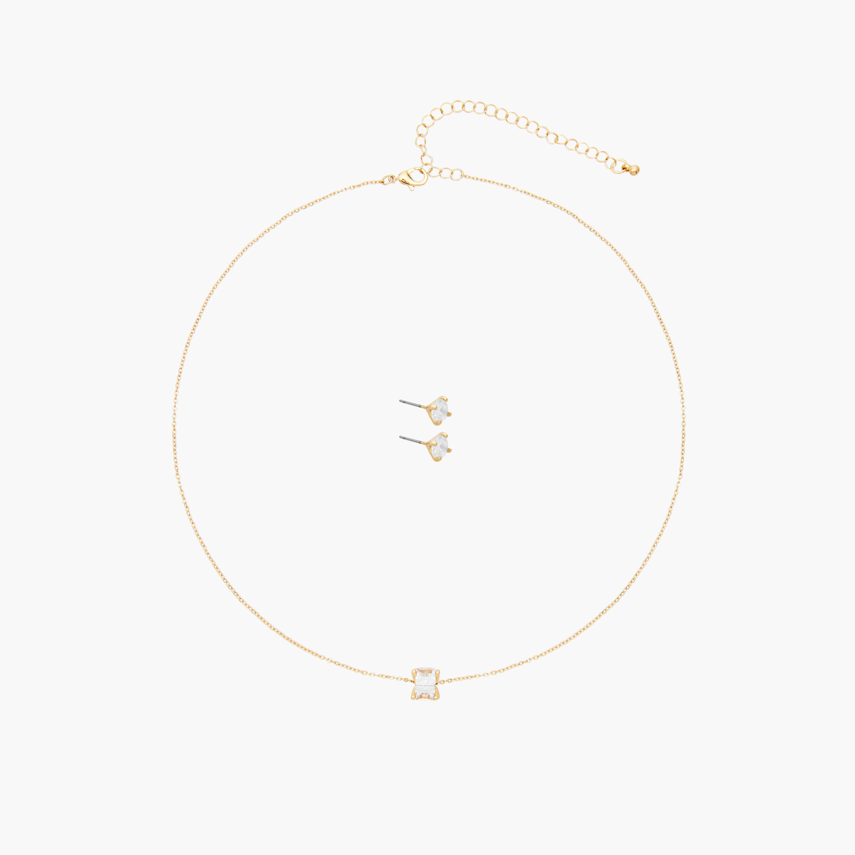 Set of 2 - Stone Embellished Pendant Necklace and Earrings-women-watchesandjewellery-jewellery-jewellerysets-image-1