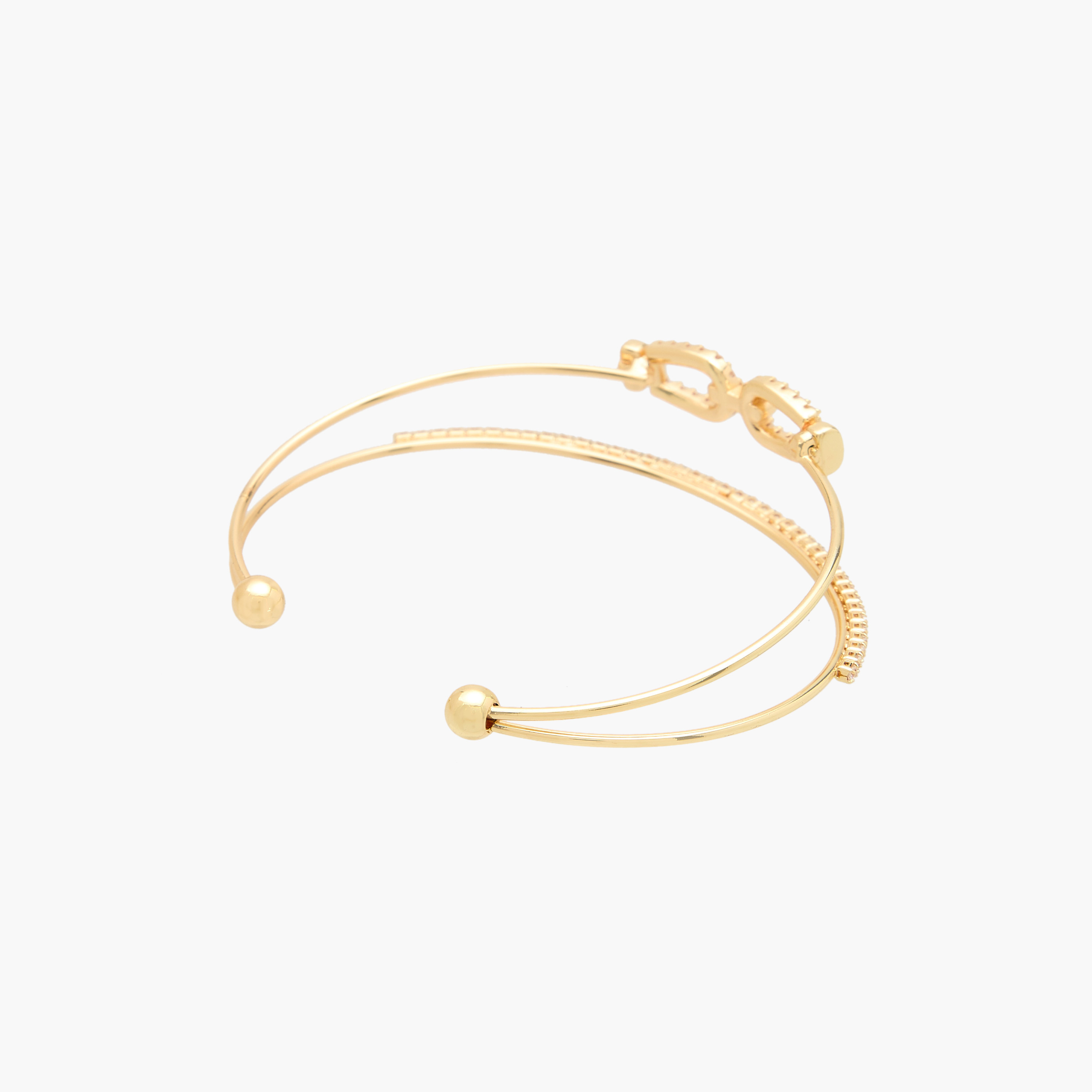Gold Tone Cubic Zirconia Stone Embellished Cuff Bracelet-women-watchesandjewellery-jewellery-banglesandbracelets-image-3