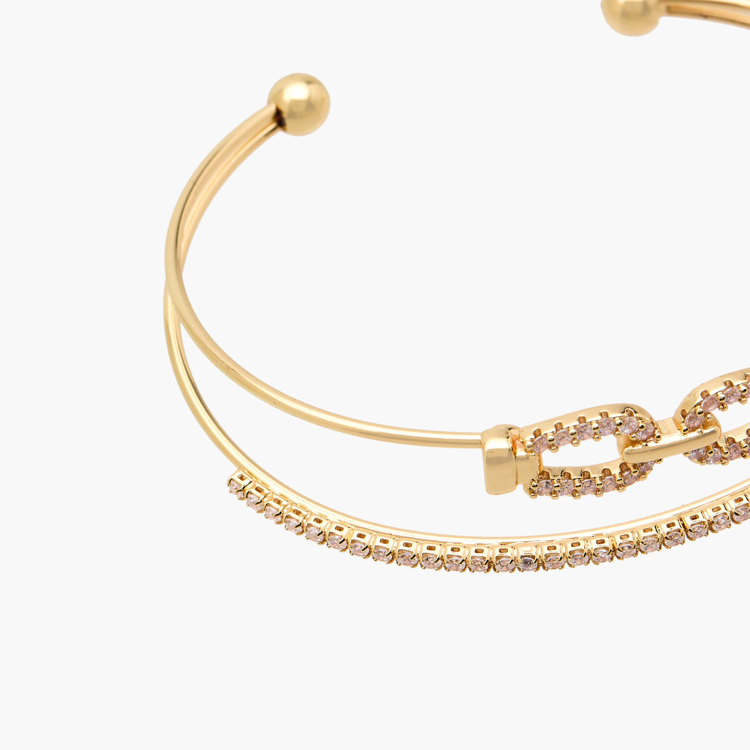 Gold Tone Cubic Zirconia Stone Embellished Cuff Bracelet-women-watchesandjewellery-jewellery-banglesandbracelets-image-5