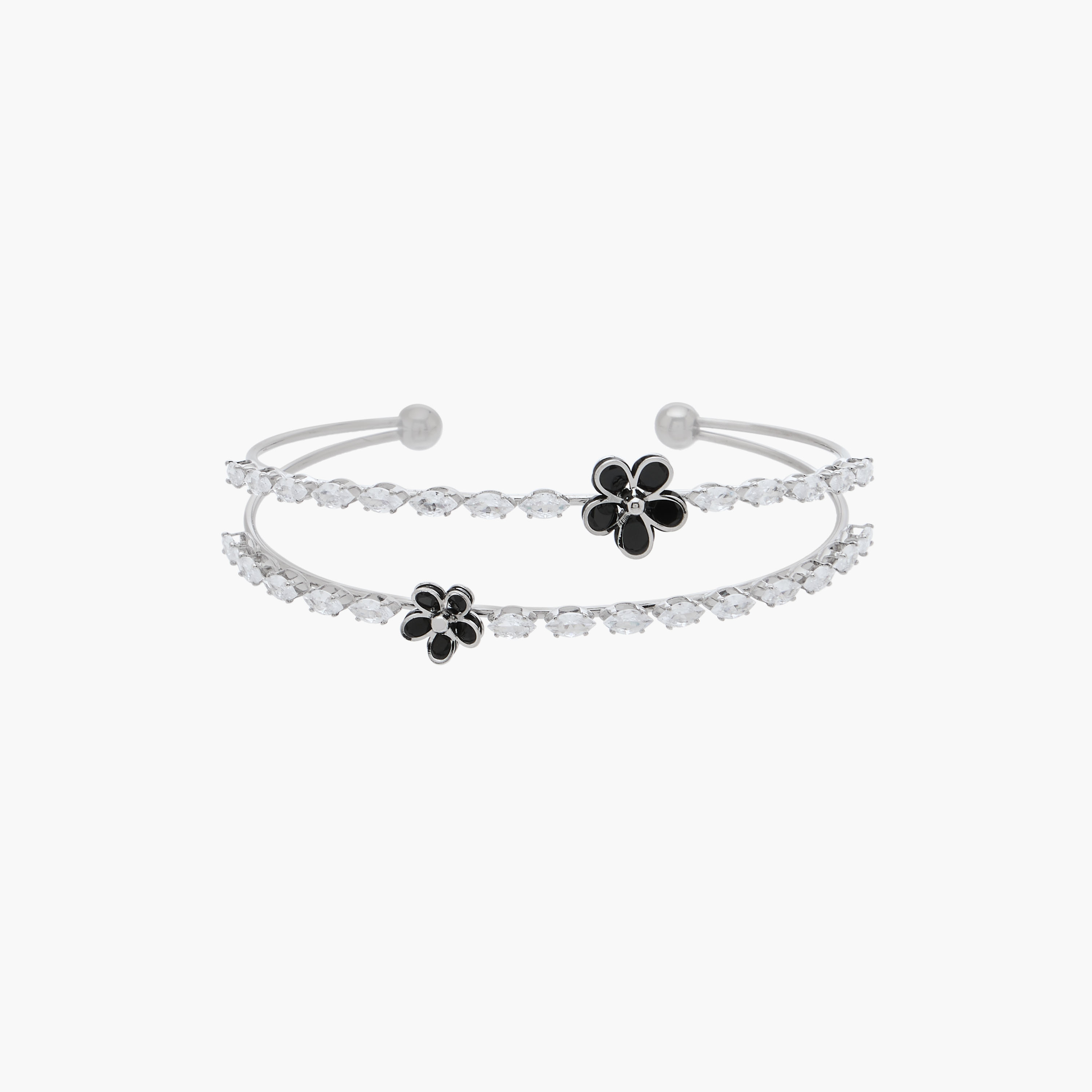 Metal Cubic Zirconia Embellished Cuff Bracelet-women-watchesandjewellery-jewellery-banglesandbracelets-image-1