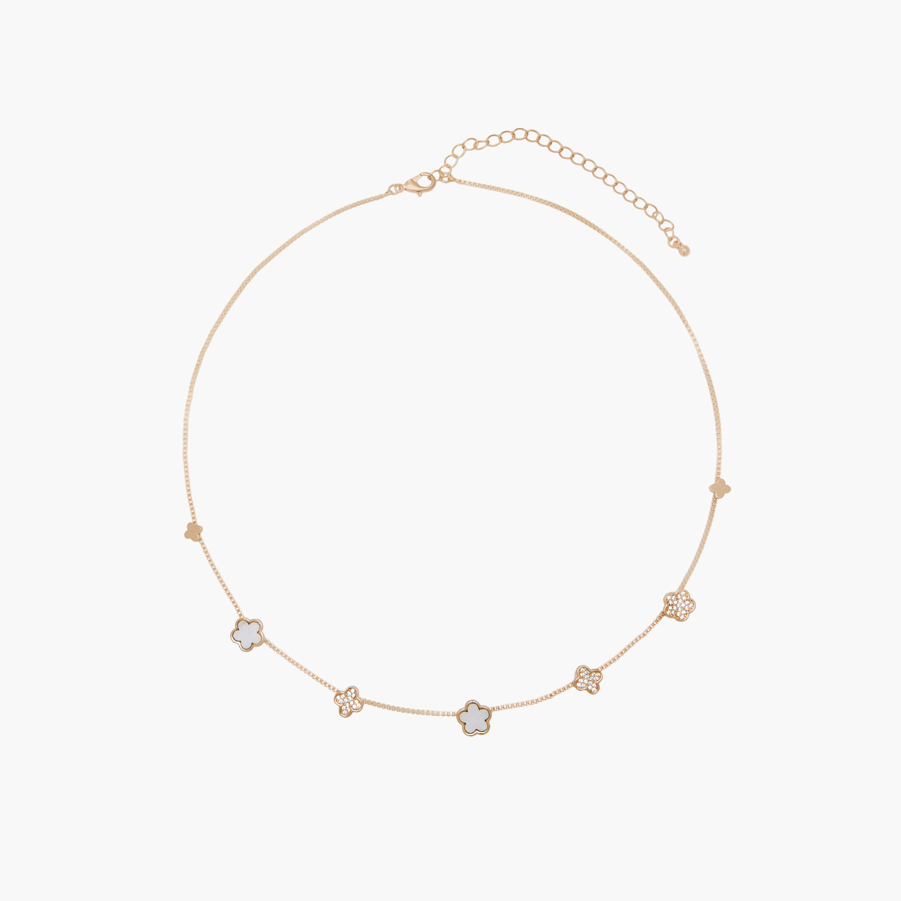Gold Tone Necklace with Diamante Floral Accents-women-watchesandjewellery-jewellery-necklacesandpendants-image-1