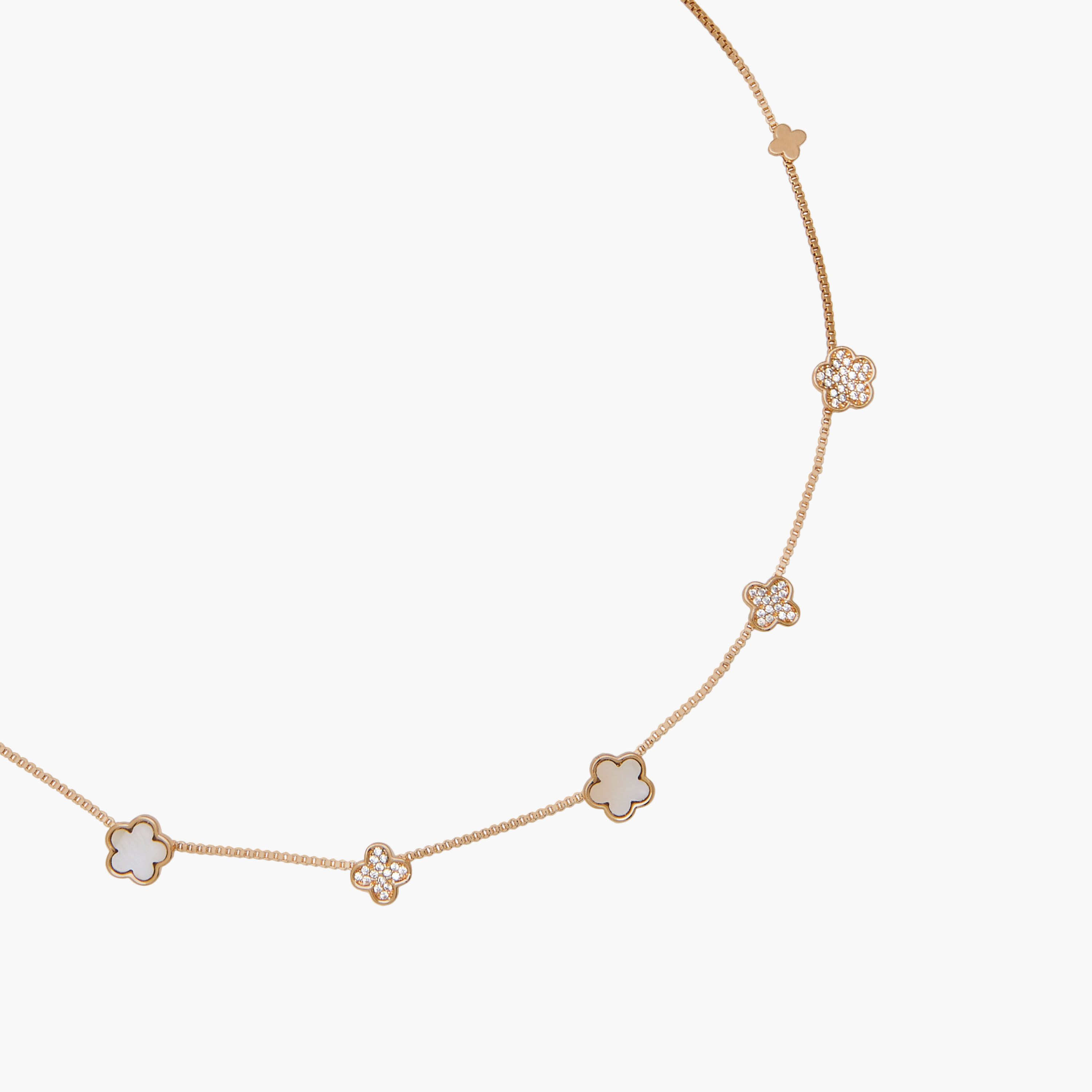 Gold Tone Necklace with Diamante Floral Accents-women-watchesandjewellery-jewellery-necklacesandpendants-image-2