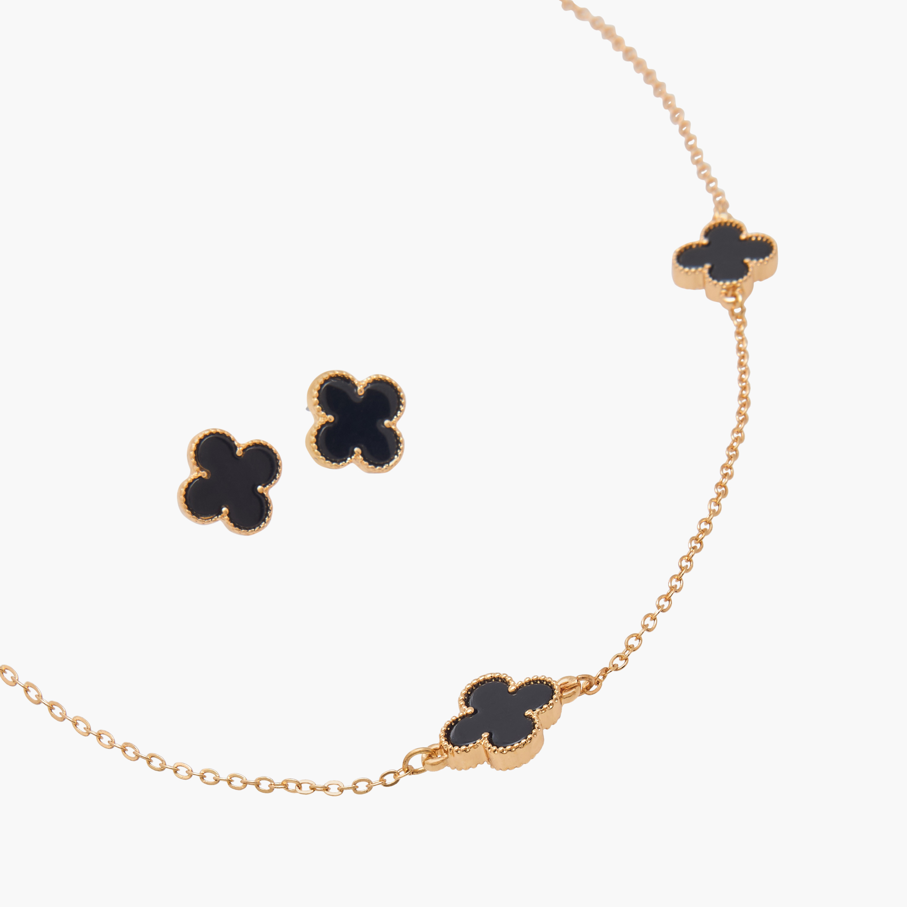 Set of 2 - Floral Charm Necklace and Earrings-women-watchesandjewellery-jewellery-jewellerysets-image-4