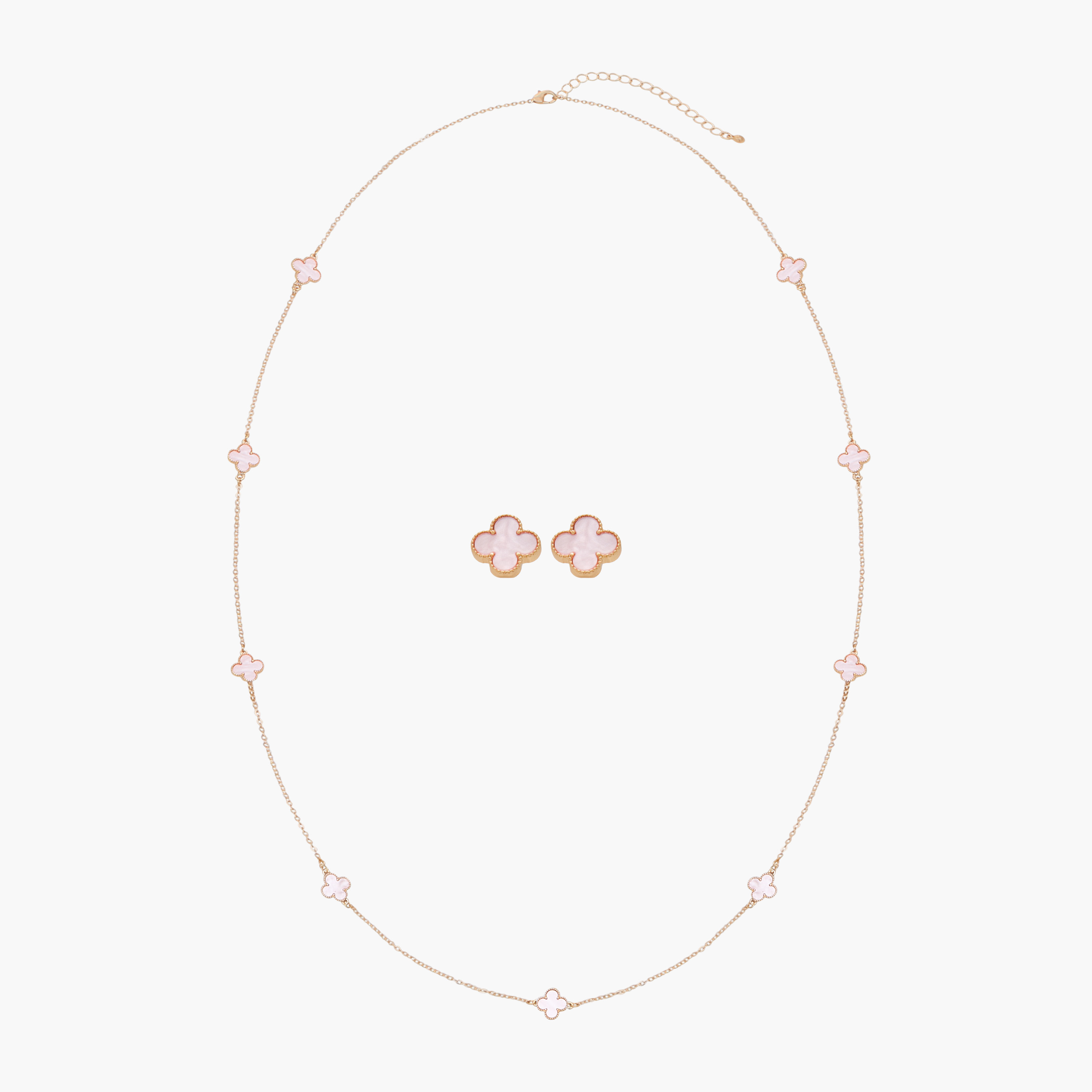 Set of 2 - Embellished Floral Charm Necklace and Earrings-women-watchesandjewellery-jewellery-jewellerysets-image-1