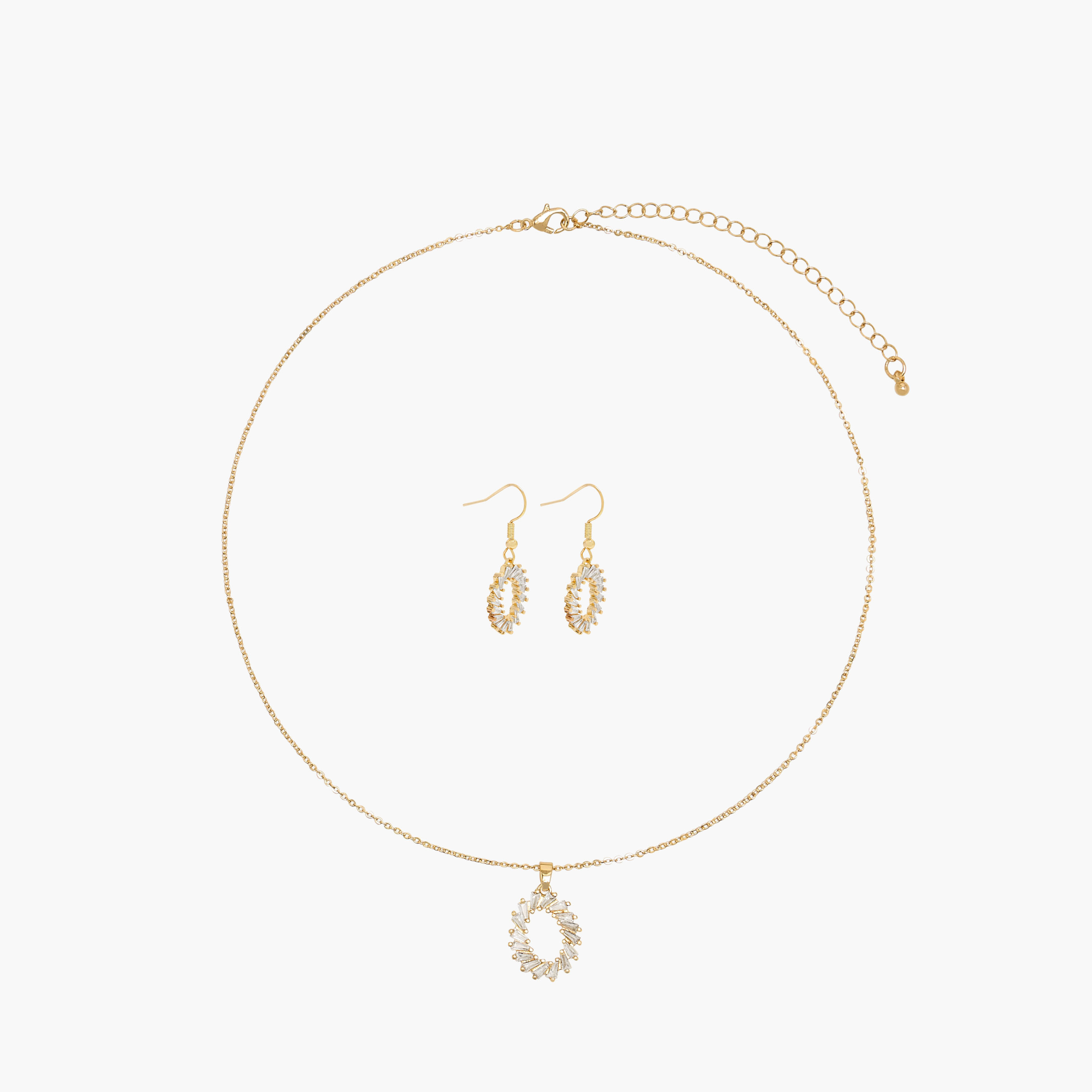 Set of 2 Cubic Zirconia Embellished Metal Necklace and Earrings-women-watchesandjewellery-jewellery-jewellerysets-image-1