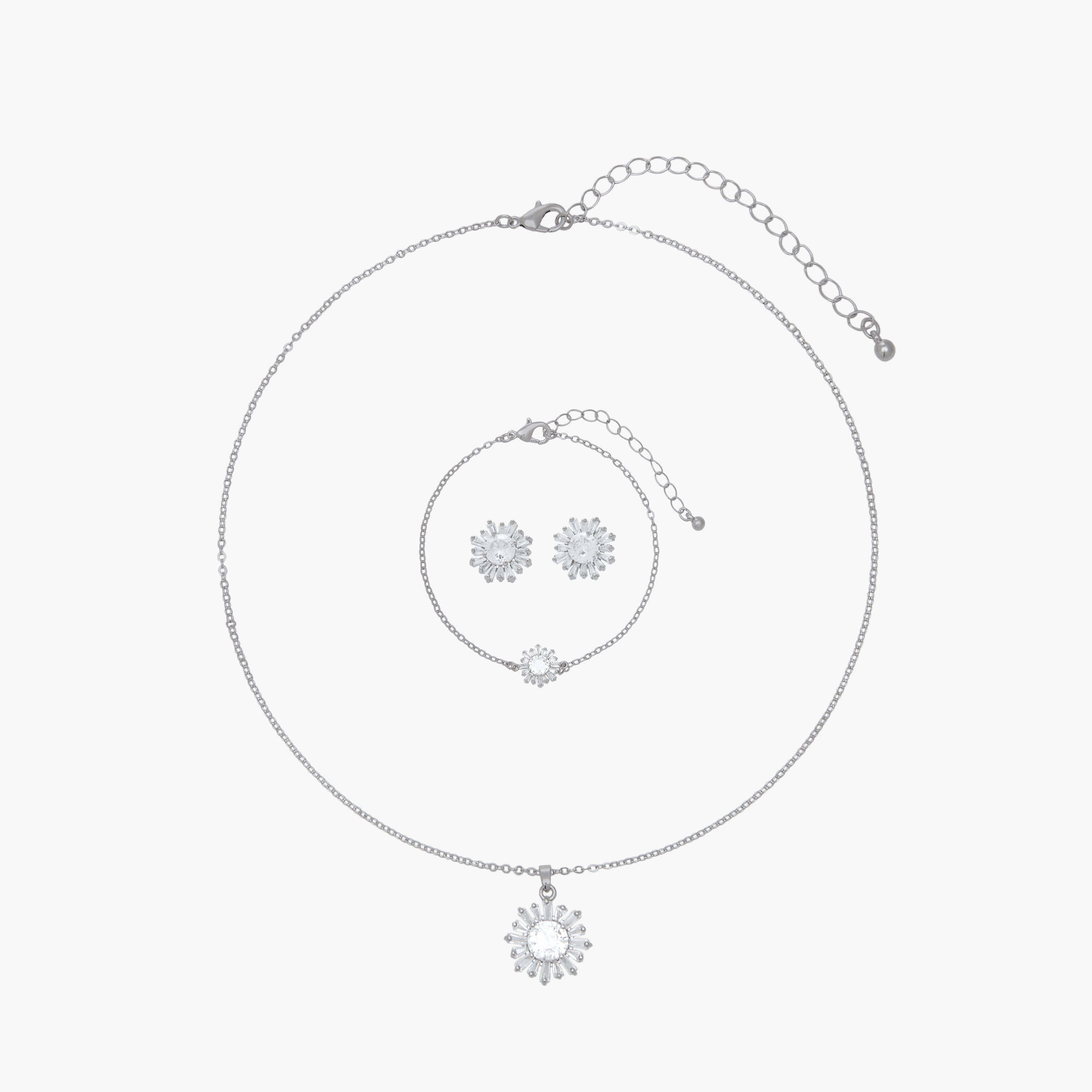 طقم عقد بدلاية وسوار وحلقان مزينة بزركون مكعب - 3 قطع-women-watchesandjewellery-jewellery-jewellerysets-image-1