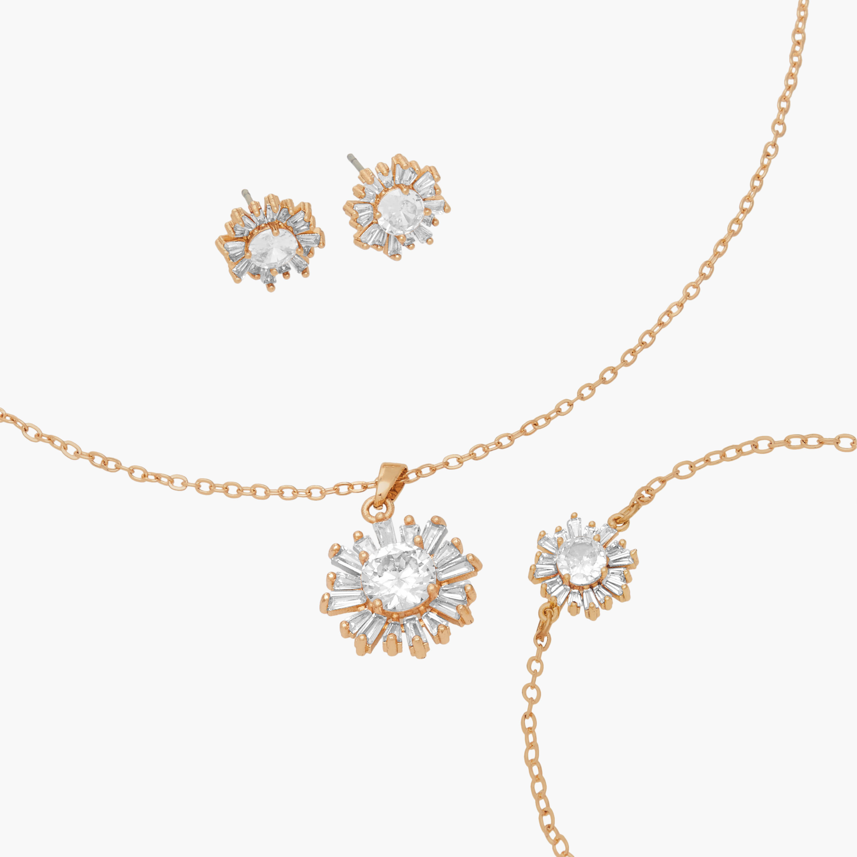 طقم حلقان وسوار وعقد بدلاية مرصّعة بزركون مكعب – 3 قطع-women-watchesandjewellery-jewellery-jewellerysets-image-4