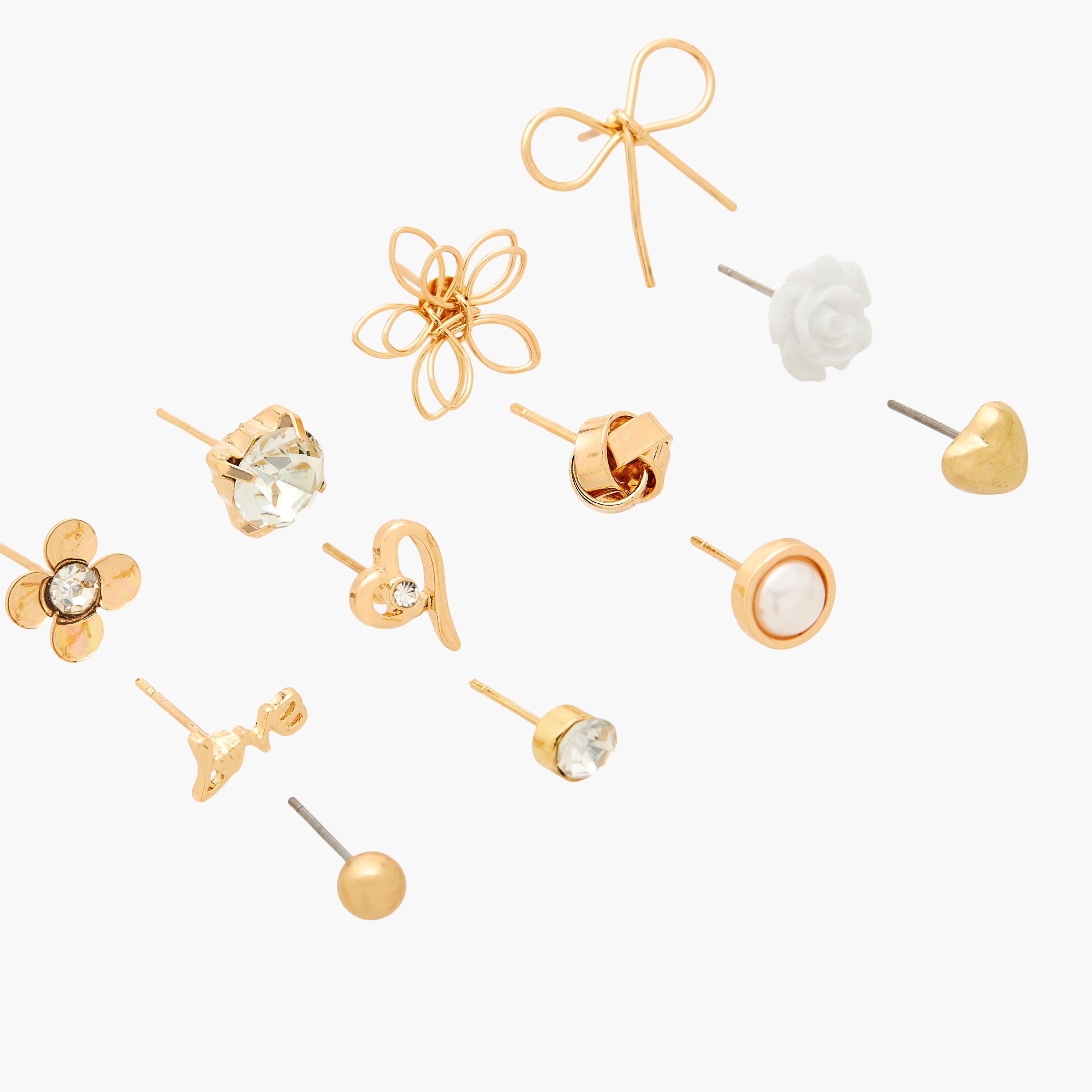 حلقان دبوس ميتاليك مزينة بمكبس إغلاق - عبوة 12 زوج-women-watchesandjewellery-jewellery-earrings-image-3