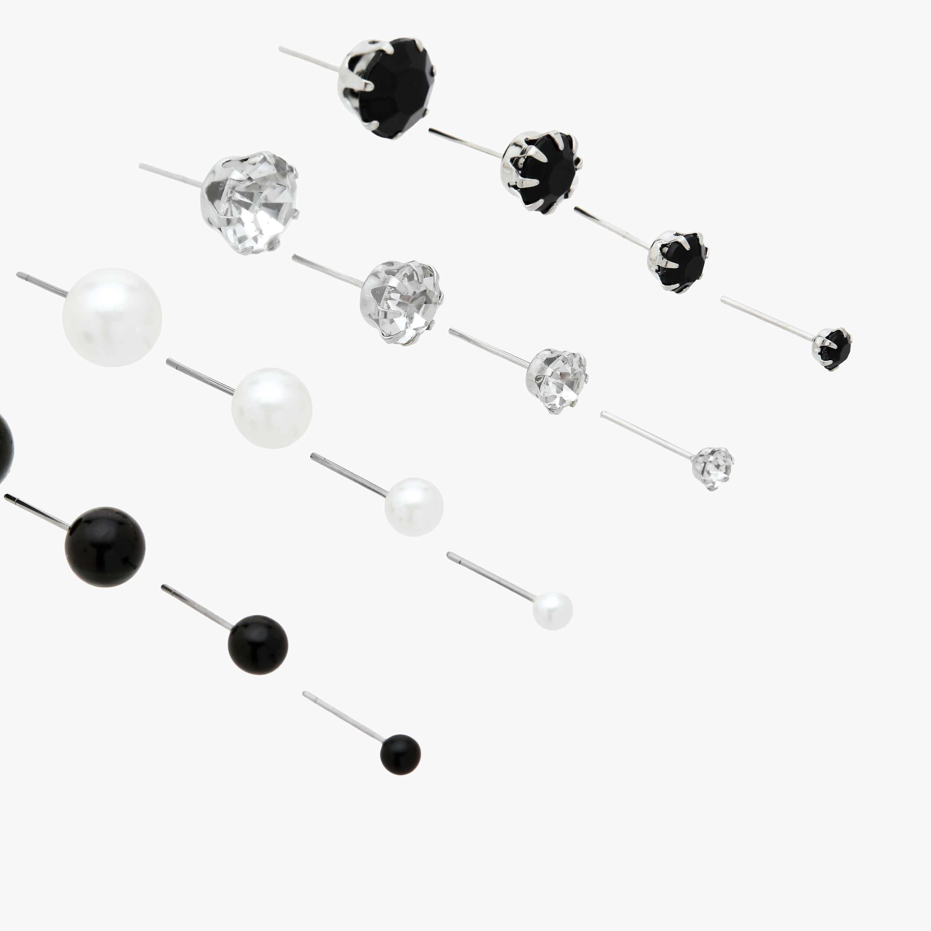 Pack of 16 Metallic Embellished Stud Earrings with Pushback Closure-women-watchesandjewellery-jewellery-earrings-image-3
