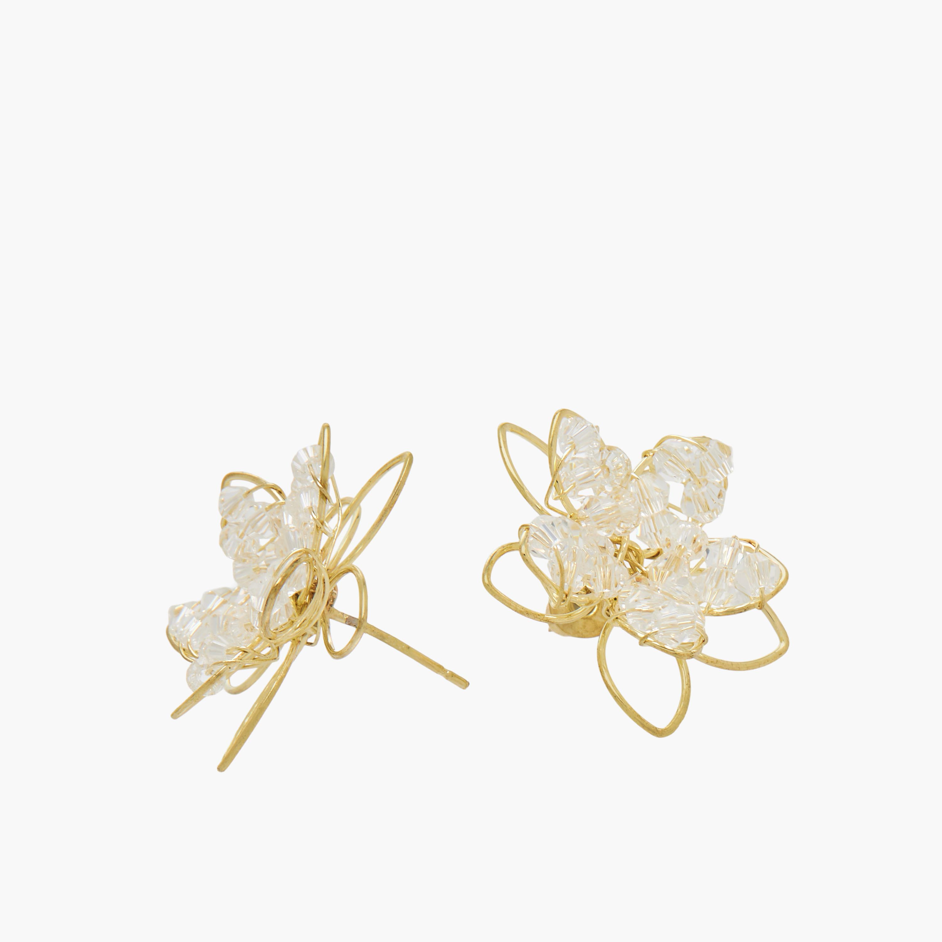 حلق زهري بتزيينات خرز وبلون ذهبي ومكبس إغلاق خلفي-women-watchesandjewellery-jewellery-earrings-image-4