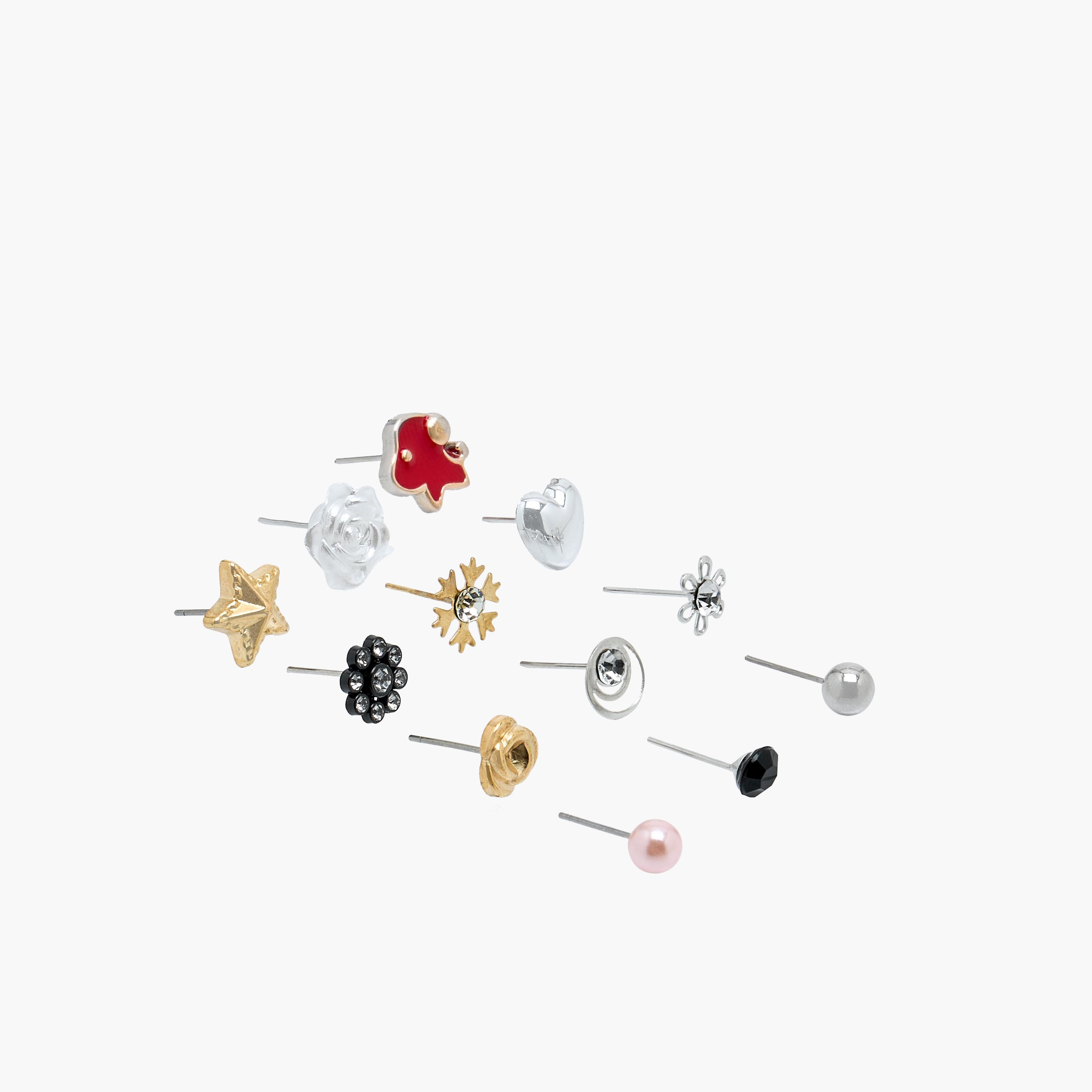 Pack of 12 Metallic Stud Earrings with Pushback Closure-women-watchesandjewellery-jewellery-earrings-image-2
