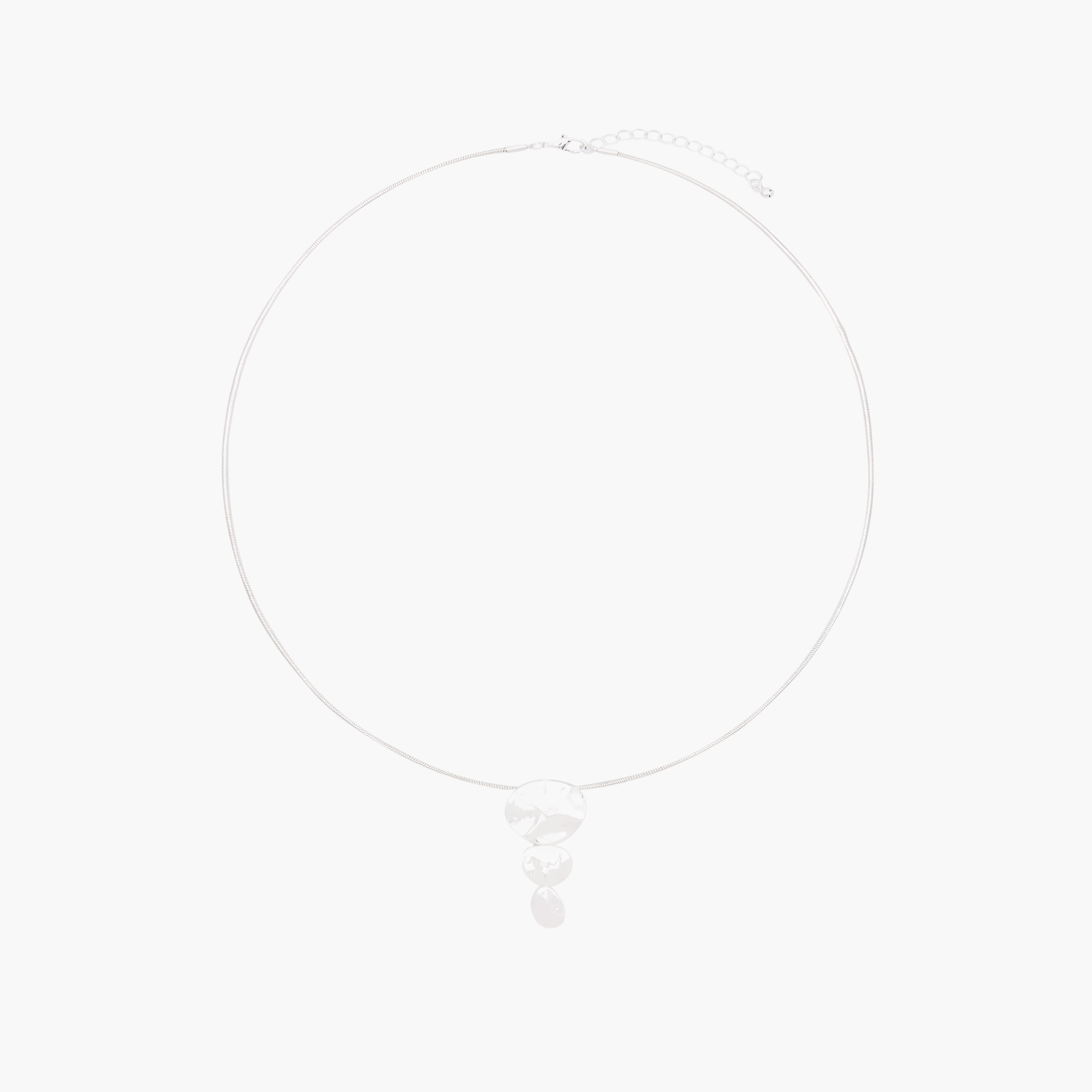 Silver Tone Pendant Necklace with Hammered Design-women-watchesandjewellery-jewellery-necklacesandpendants-image-1