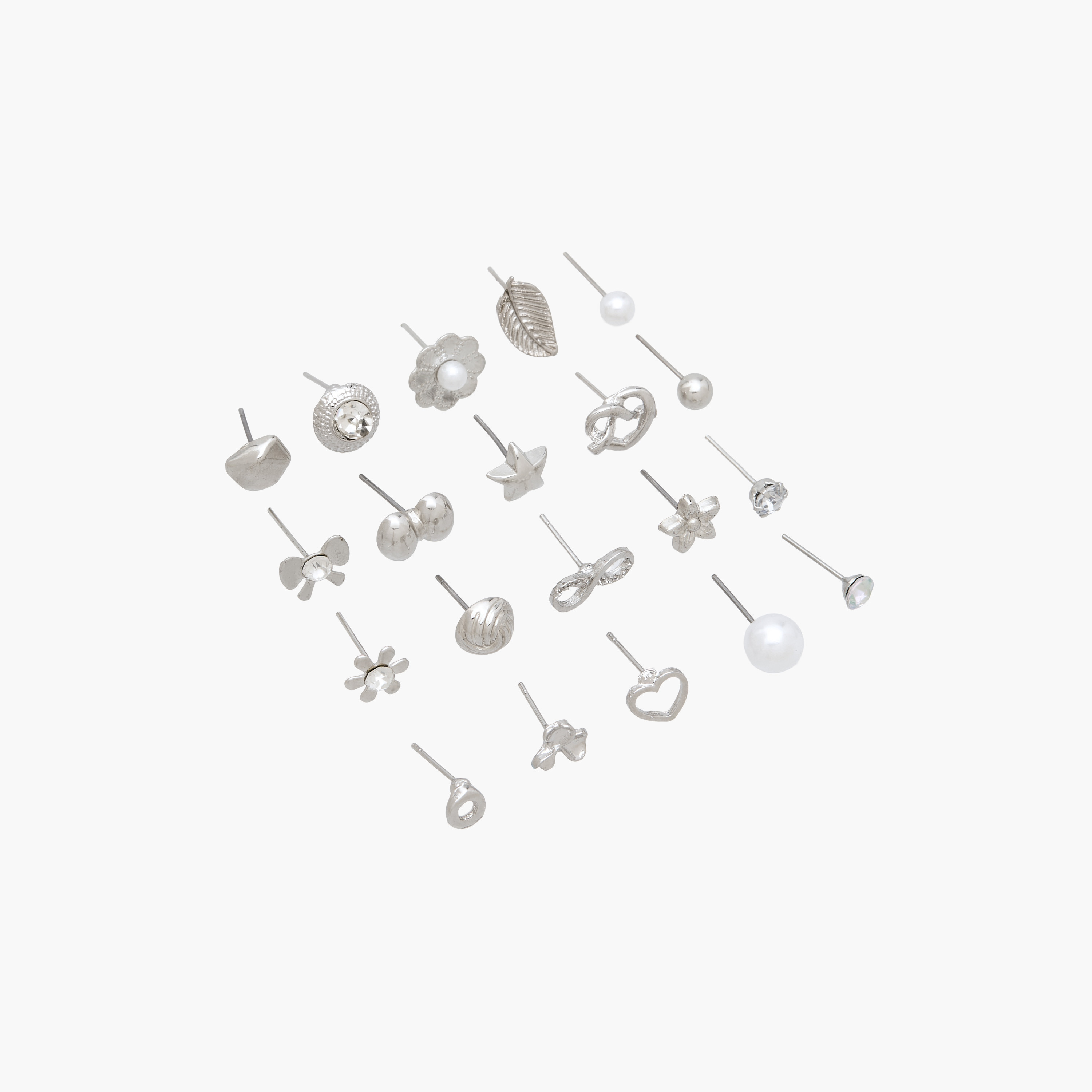 حلقان باللون الفضي بمكبس إغلاق خلفي - طقم 20 زوج-women-watchesandjewellery-jewellery-earrings-image-2