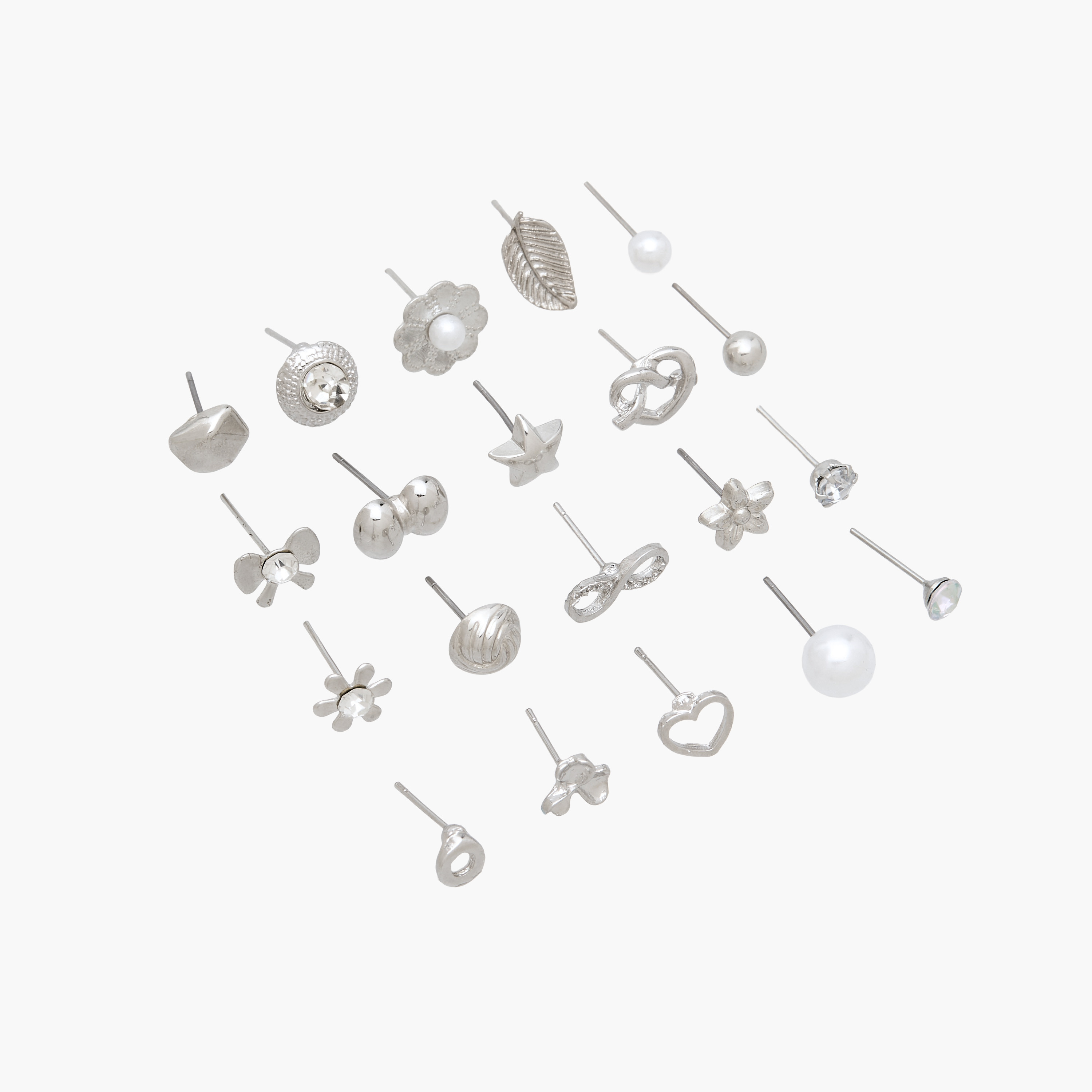 حلقان باللون الفضي بمكبس إغلاق خلفي - طقم 20 زوج-women-watchesandjewellery-jewellery-earrings-image-3