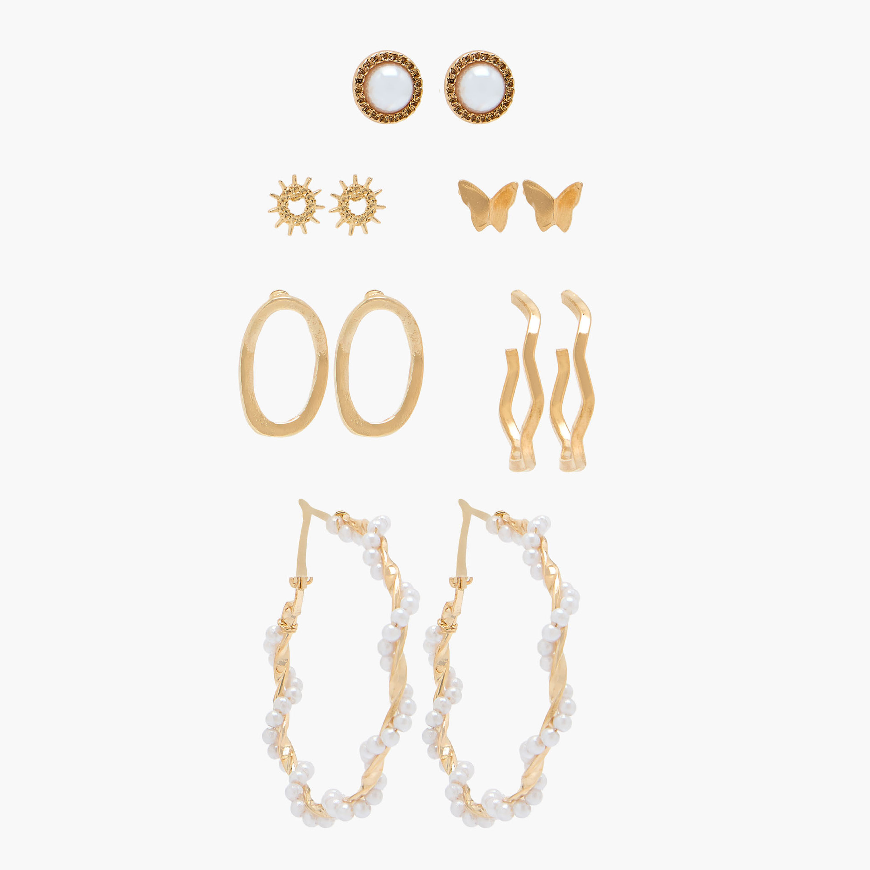Pack of 6 Metallic Assorted Earrings with Pushback Closure-women-watchesandjewellery-jewellery-earrings-image-1