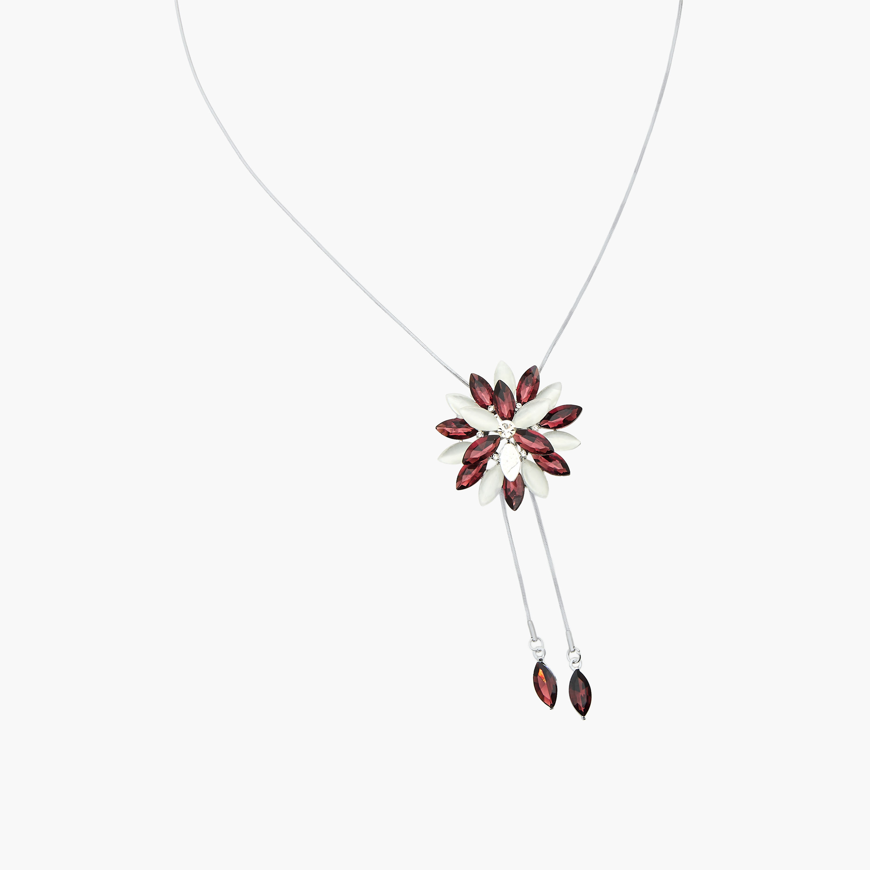 Metal Pendant Necklace with Floral Design-women-watchesandjewellery-jewellery-necklacesandpendants-image-2
