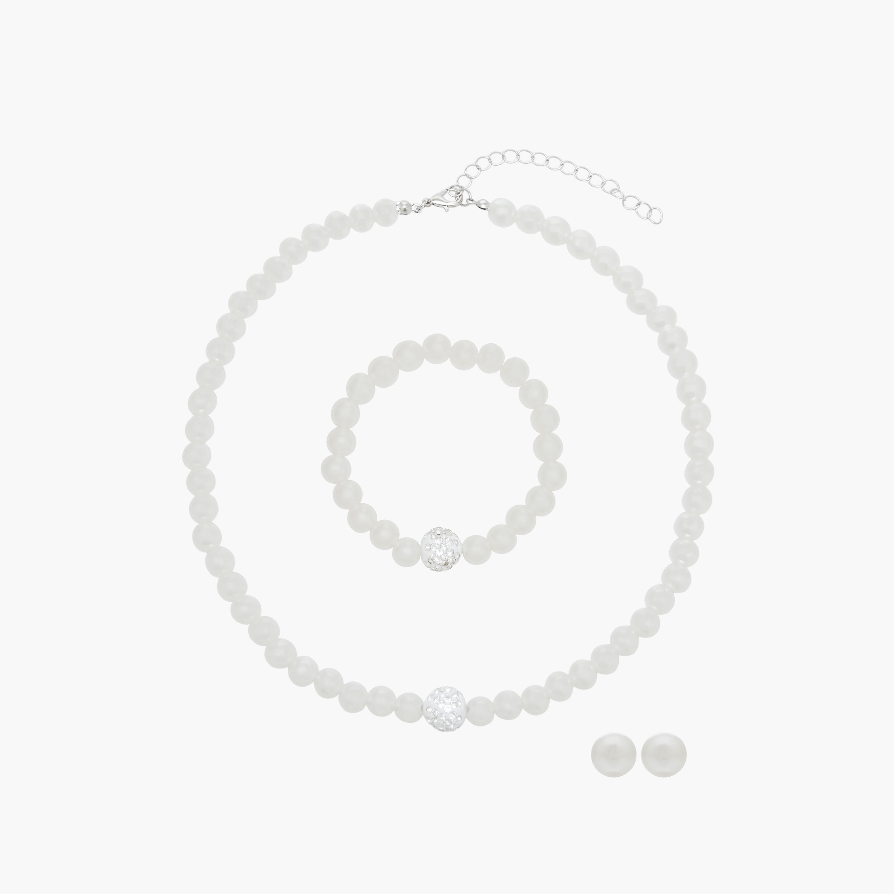 Set of 3 - Pearl Embellished Pendant Necklace with Bracelet and Earrings-women-watchesandjewellery-jewellery-jewellerysets-image-1