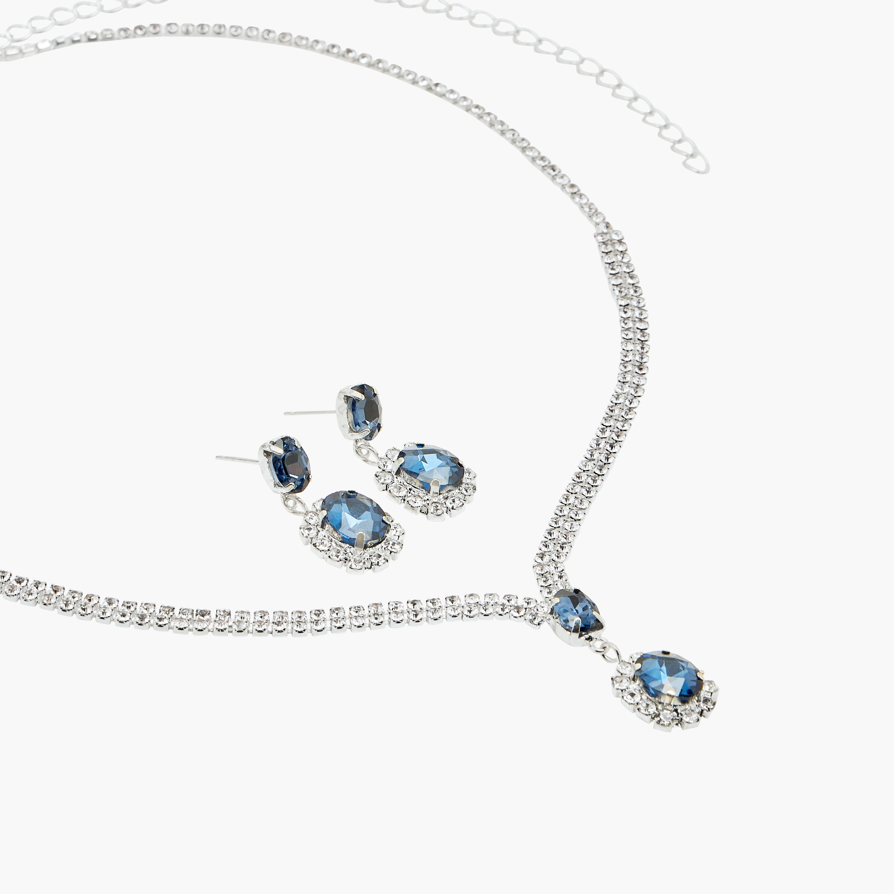 طقم حلقان وعقد معدني مرصّع بزركون مكعب – قطعتان-women-watchesandjewellery-jewellery-jewellerysets-image-4