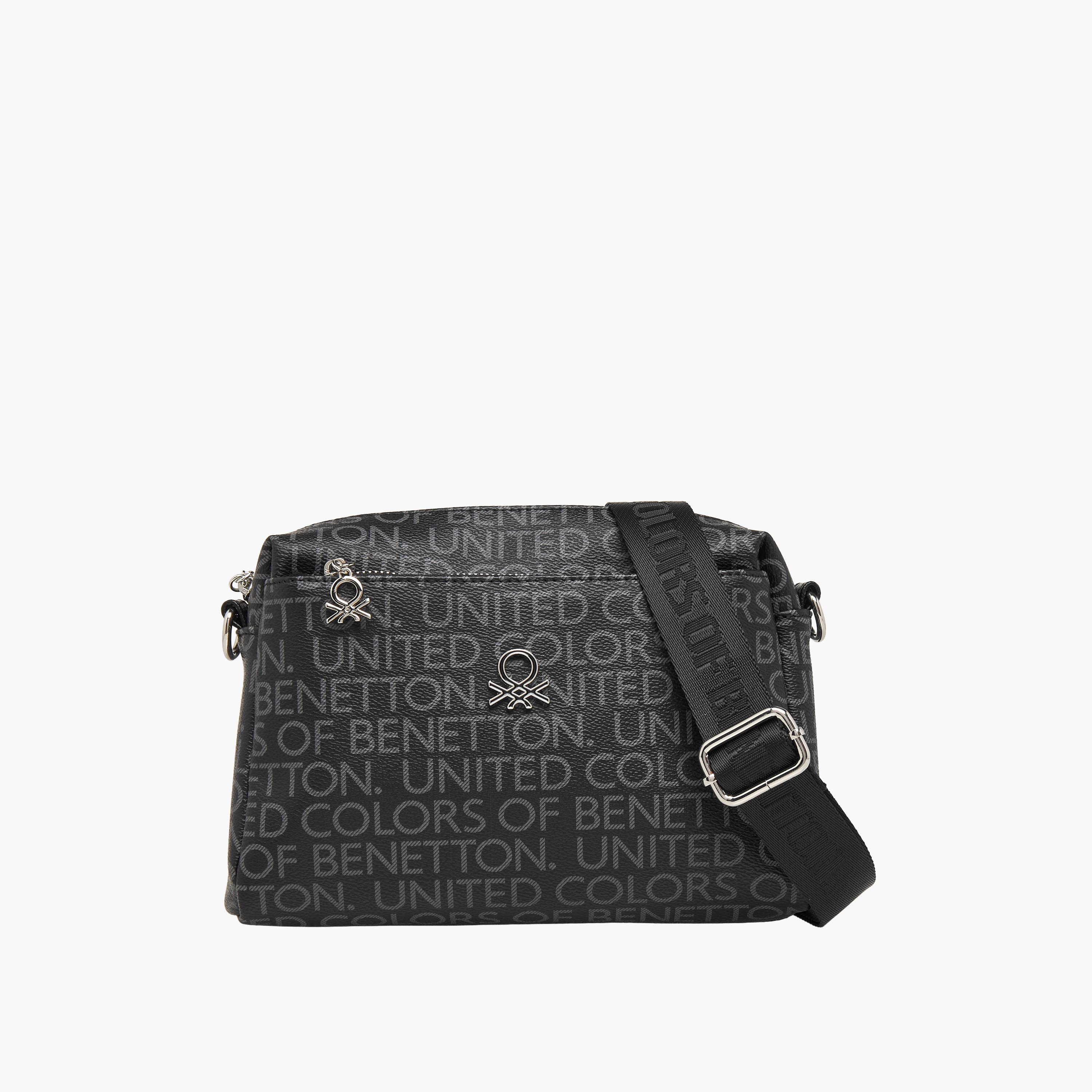 United Colors of Benetton Monogram Print Crossbody Bag with Detachable Strap-women-bagsandwallets-handbags-image-1