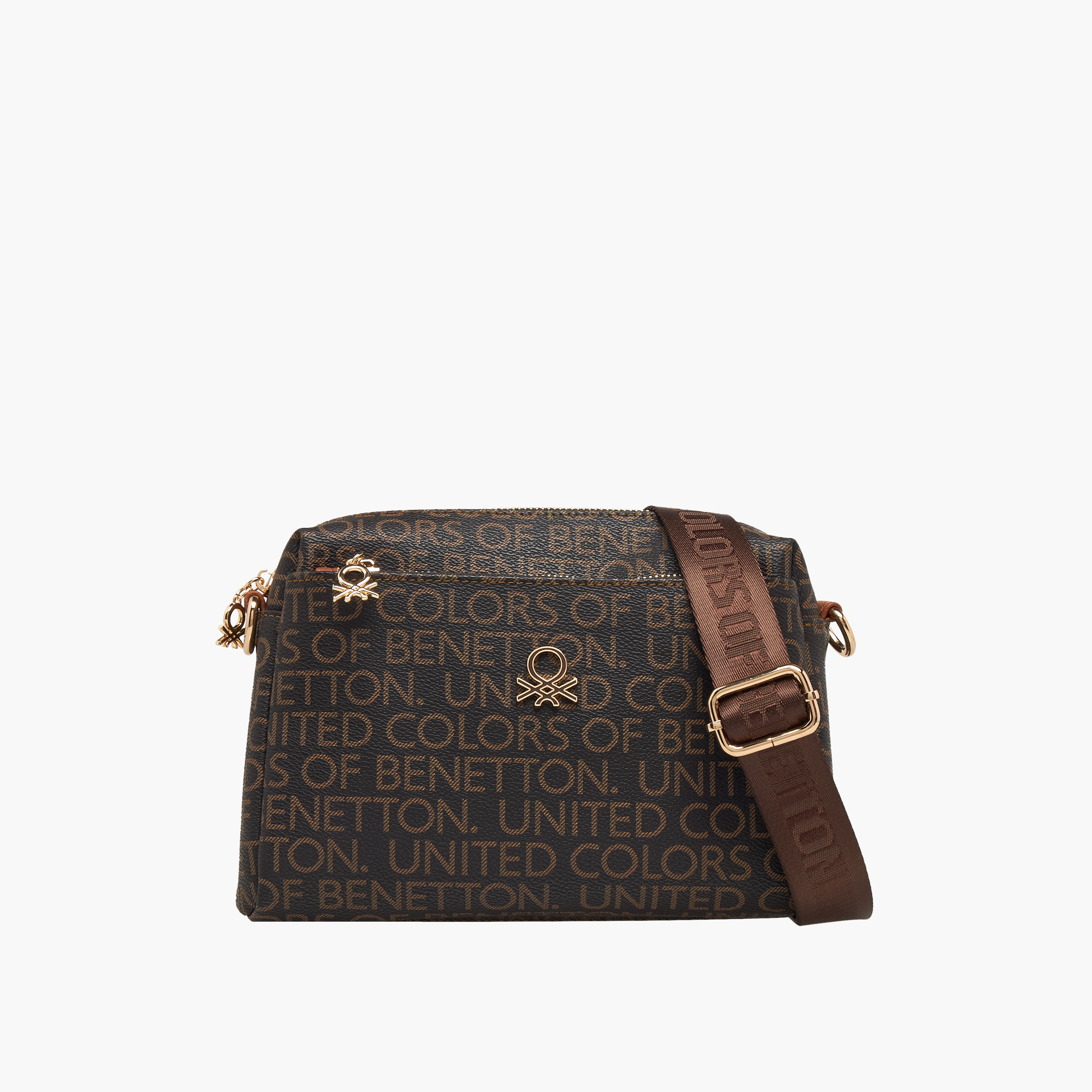 United Colors of Benetton Monogram Print Crossbody Bag with Detachable Strap-women-bagsandwallets-handbags-image-1