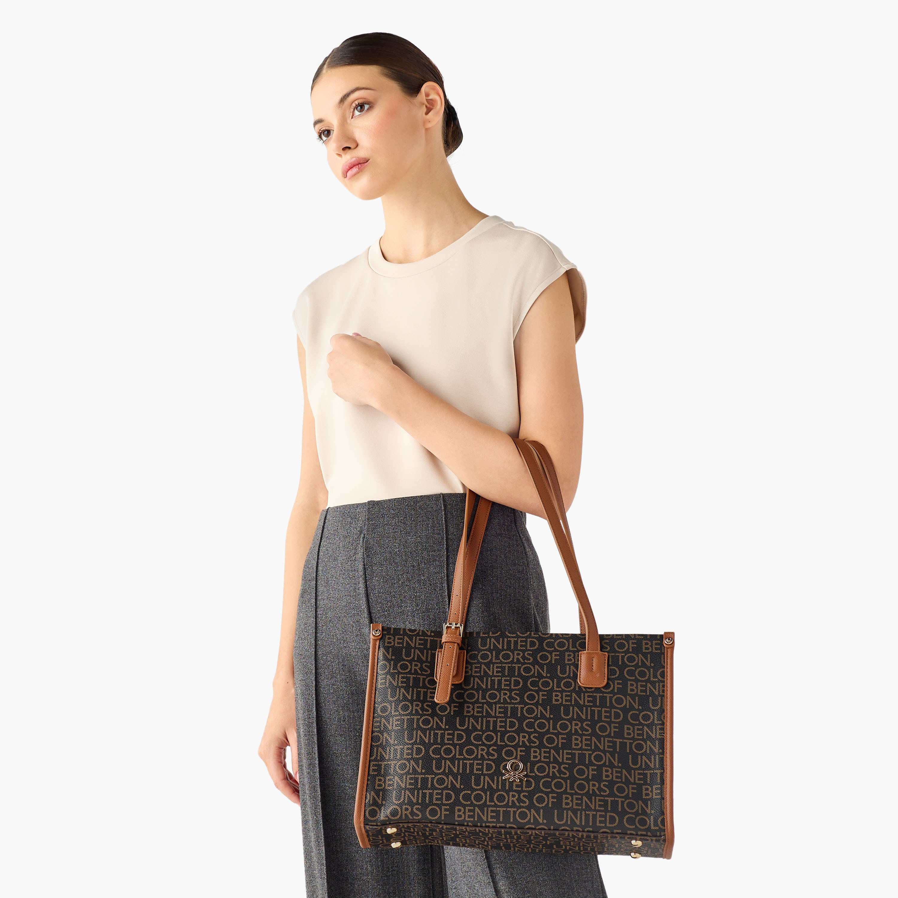 United Colors of Benetton Monogram Print Tote Bag with Double Handle-women-bagsandwallets-handbags-image-2
