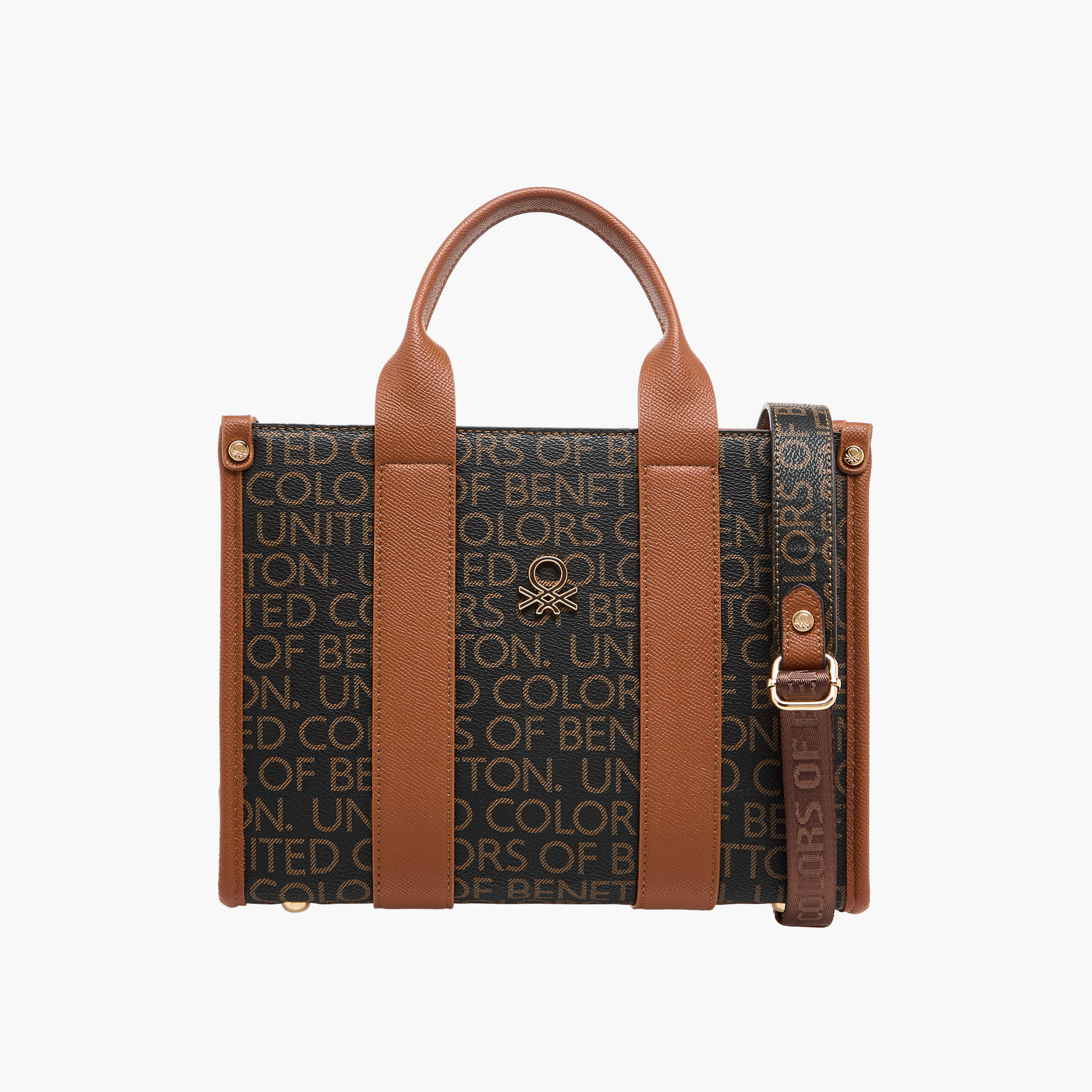 شنطة توت بحزام قابل للفصل وبطبعات مونوجرام من يونايتد كلرز أوف بينيتون-women-bagsandwallets-handbags-image-1