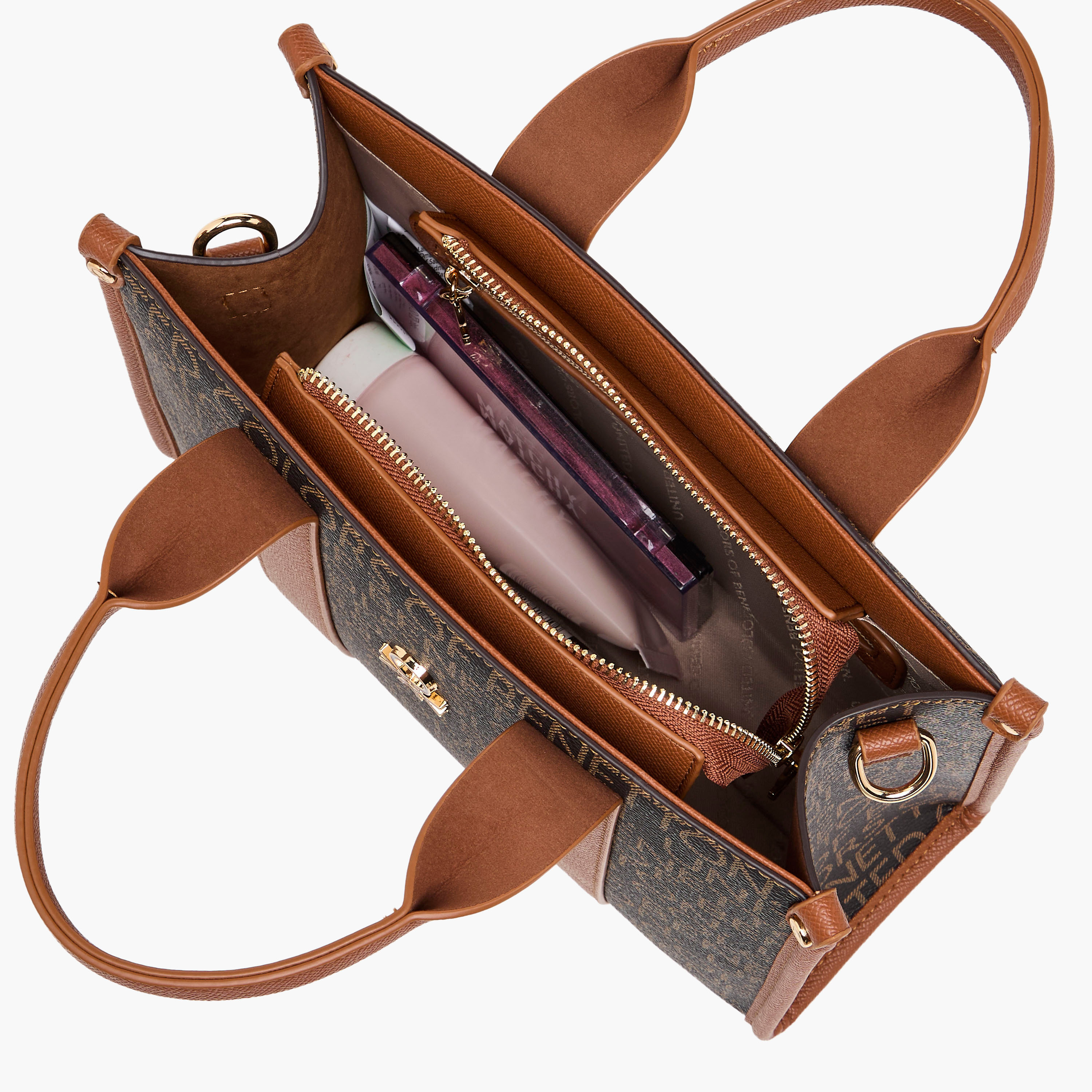شنطة توت بحزام قابل للفصل وبطبعات مونوجرام من يونايتد كلرز أوف بينيتون-women-bagsandwallets-handbags-image-9