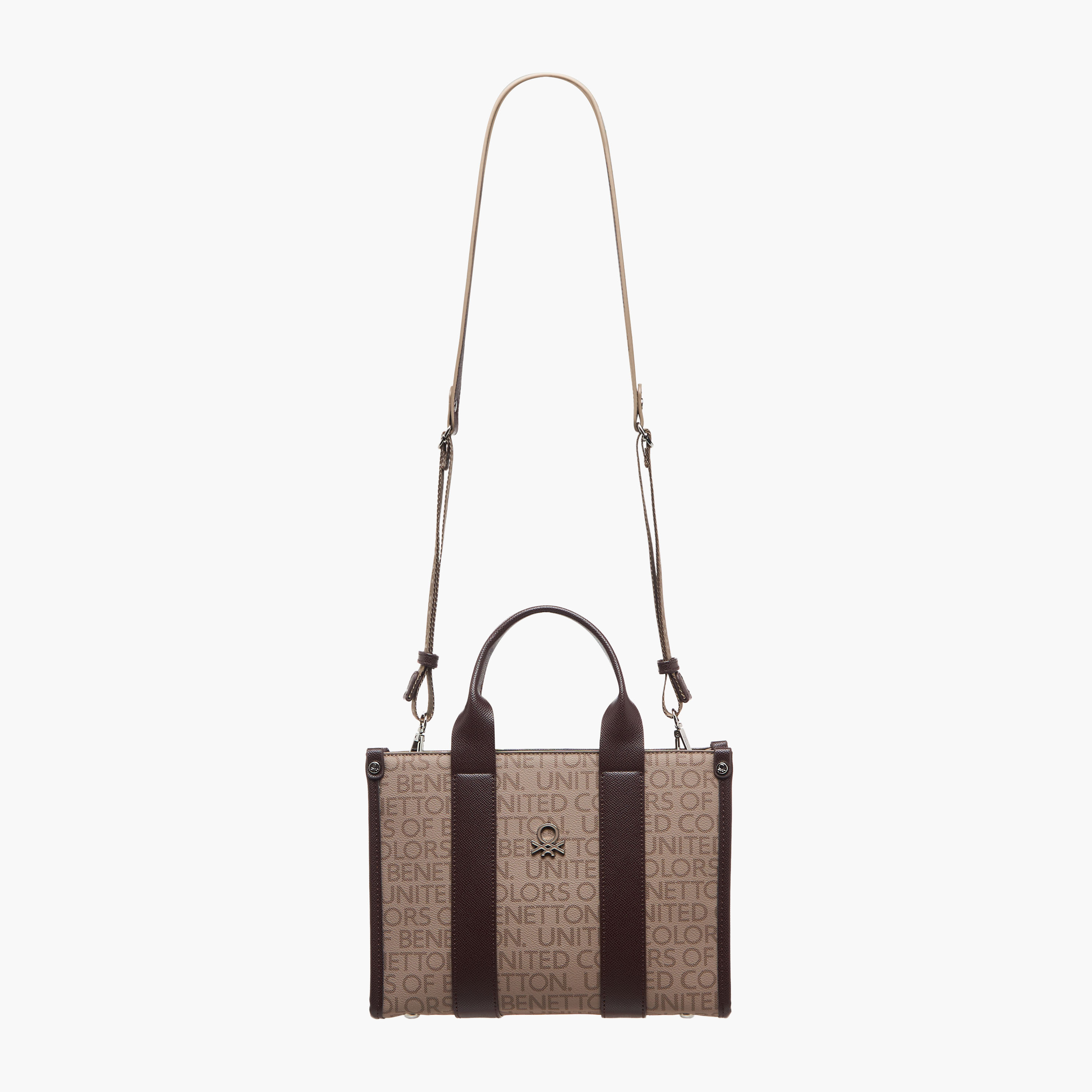 United Colors of Benetton Monogram Print Tote Bag with Detachable Strap-women-bagsandwallets-handbags-image-3