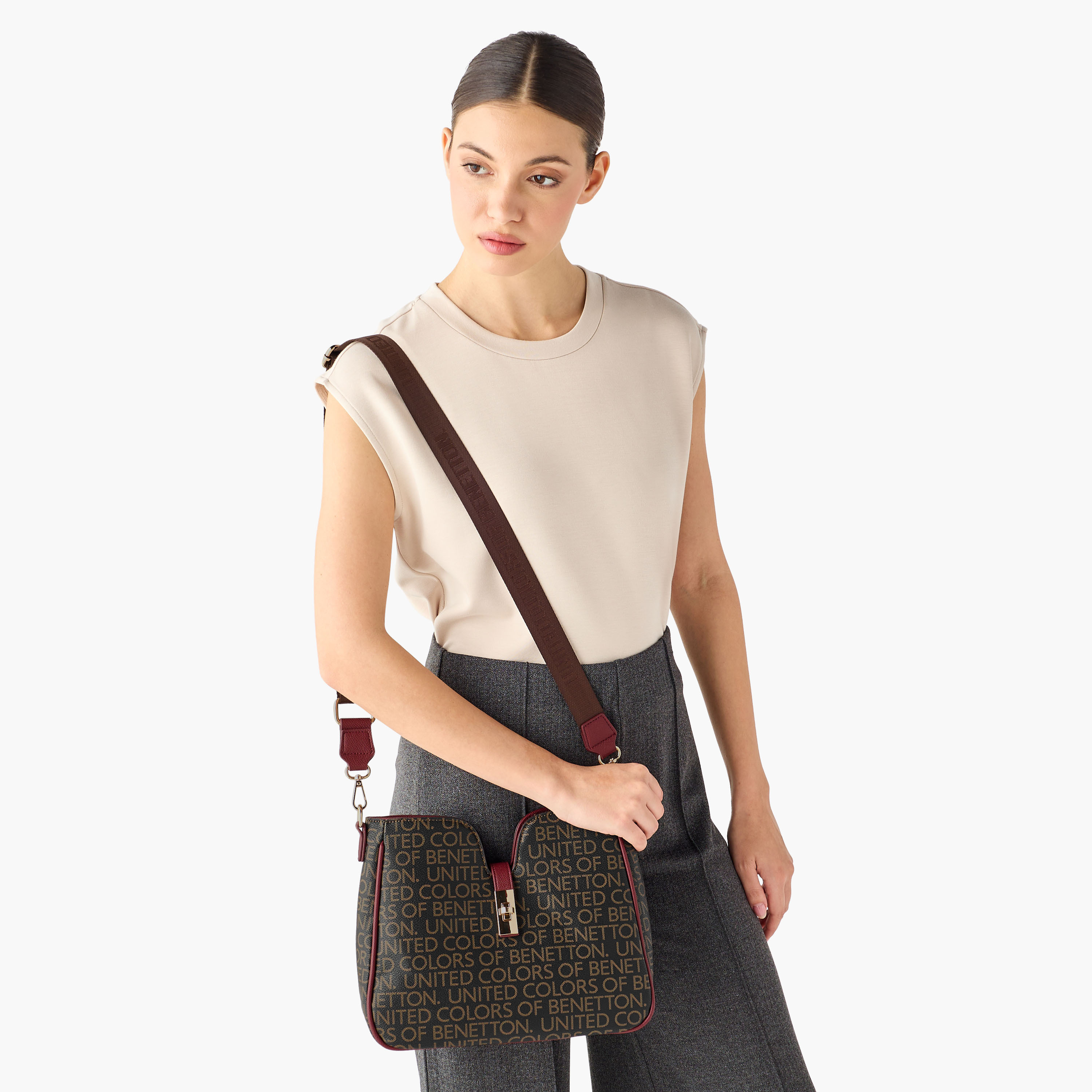 United Colors of Benetton Monogram Print Shoulder Bag with Detachable Strap-women-bagsandwallets-handbags-image-8