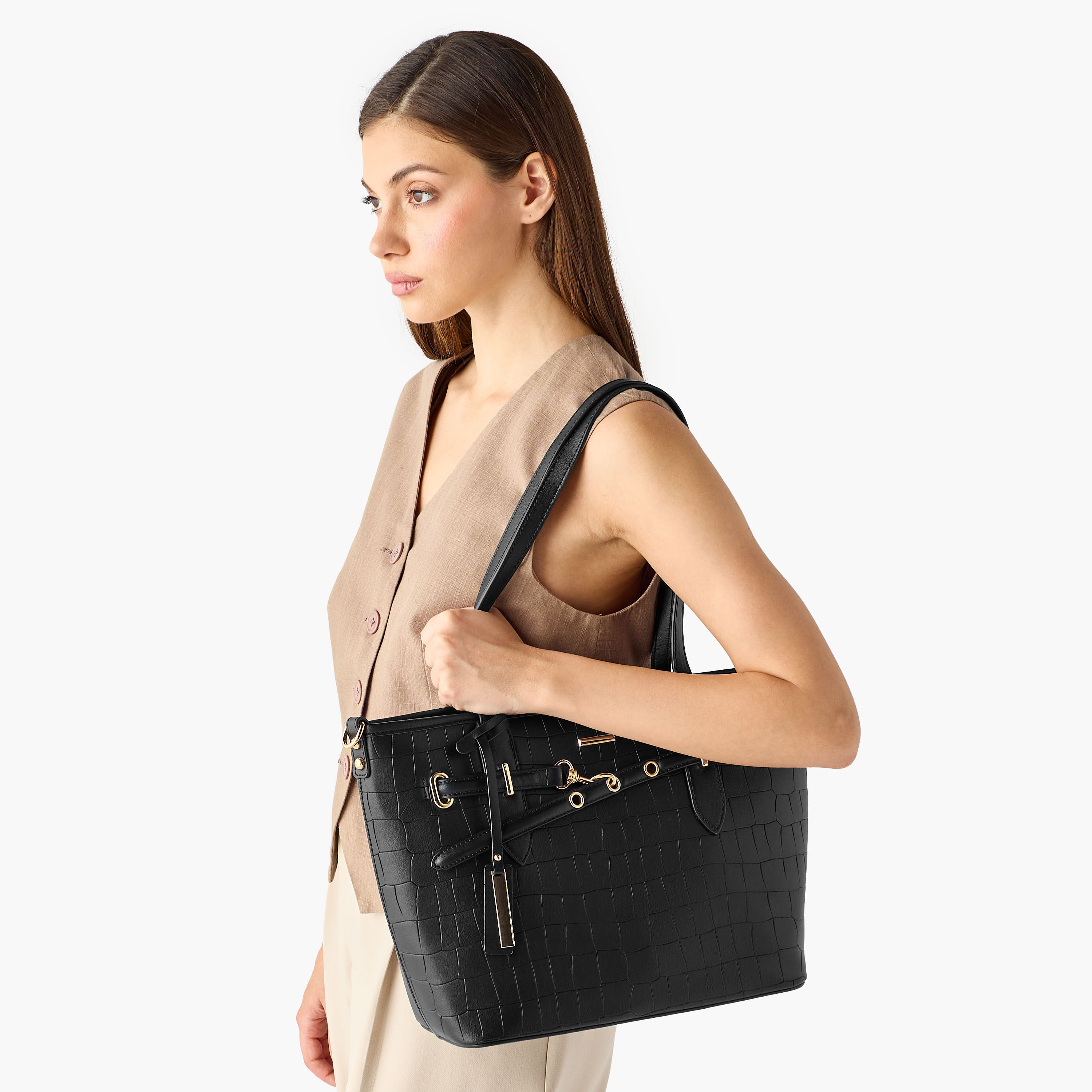 Sasha Sam Textured Tote Bag with Detachable Strap-women-bagsandwallets-handbags-image-2