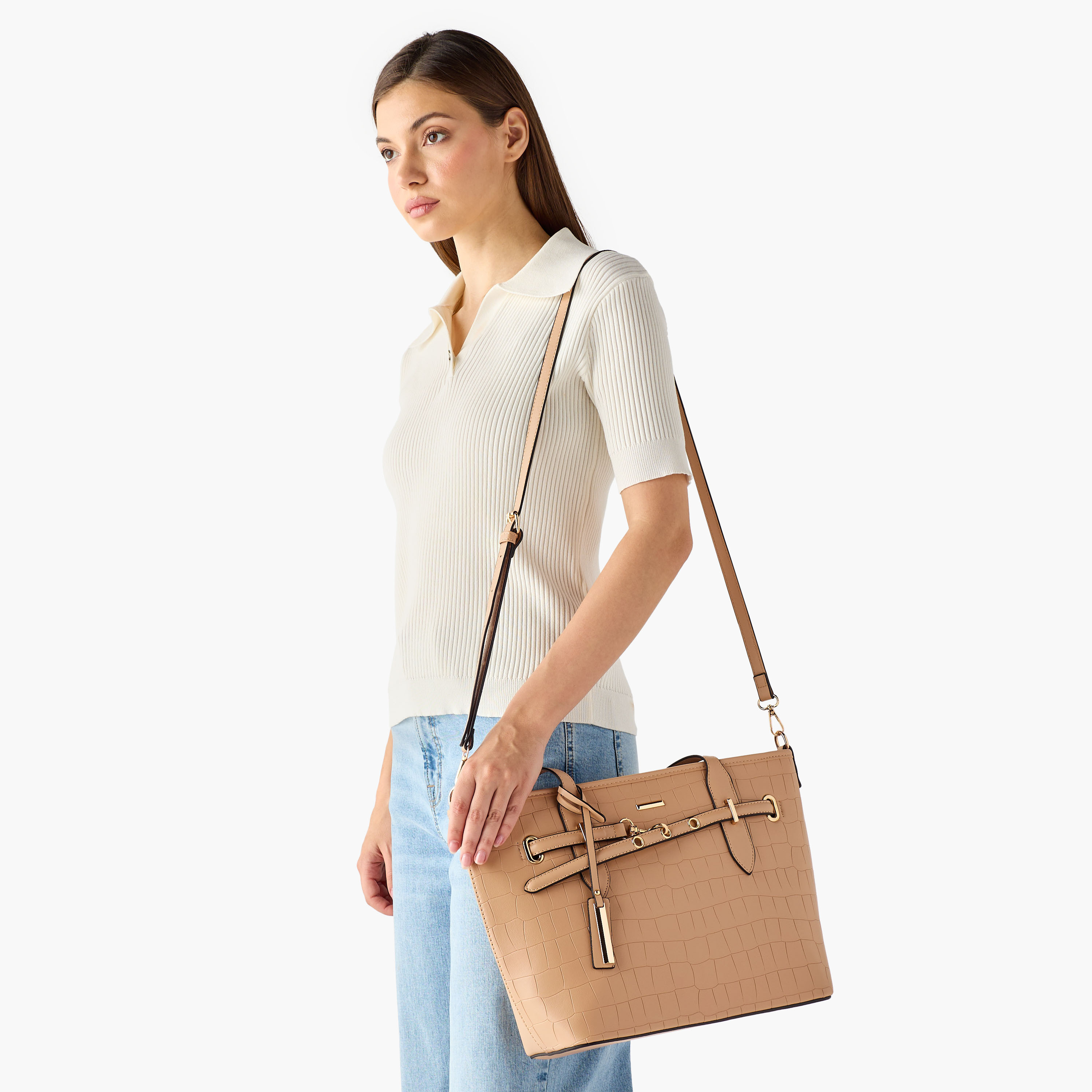 Sasha Sam Textured Tote Bag with Knot Detail-women-bagsandwallets-handbags-image-8