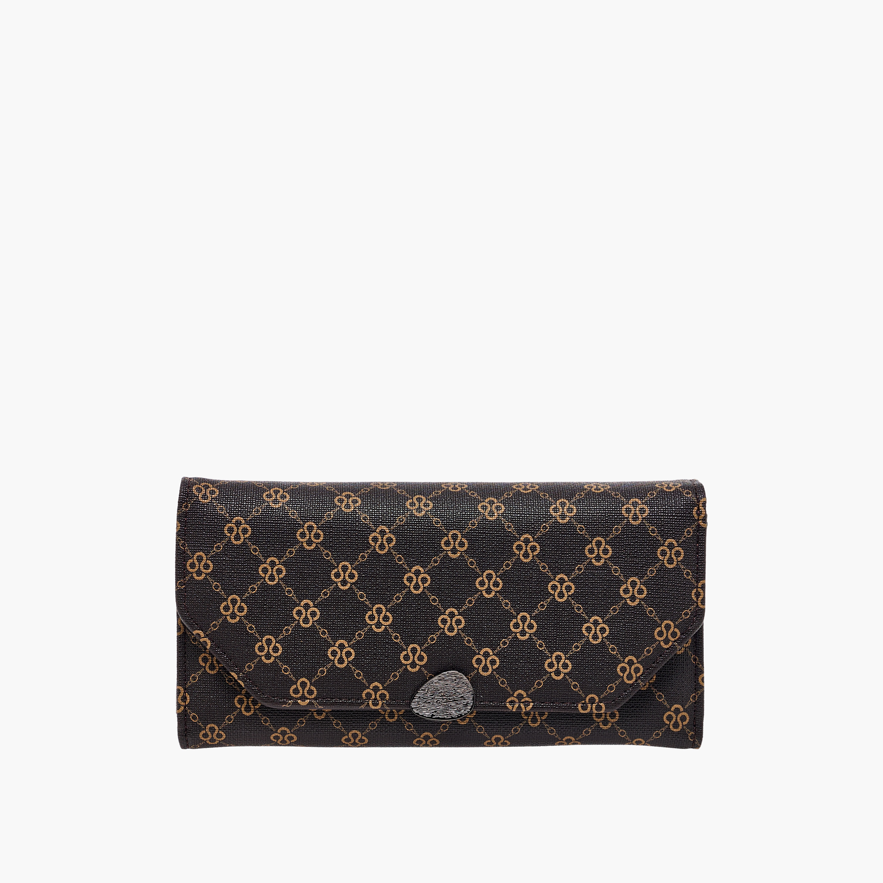 Sasha Sam Monogram Print Tri-Fold Wallet with Button Closure-women-bagsandwallets-wallets-image-1