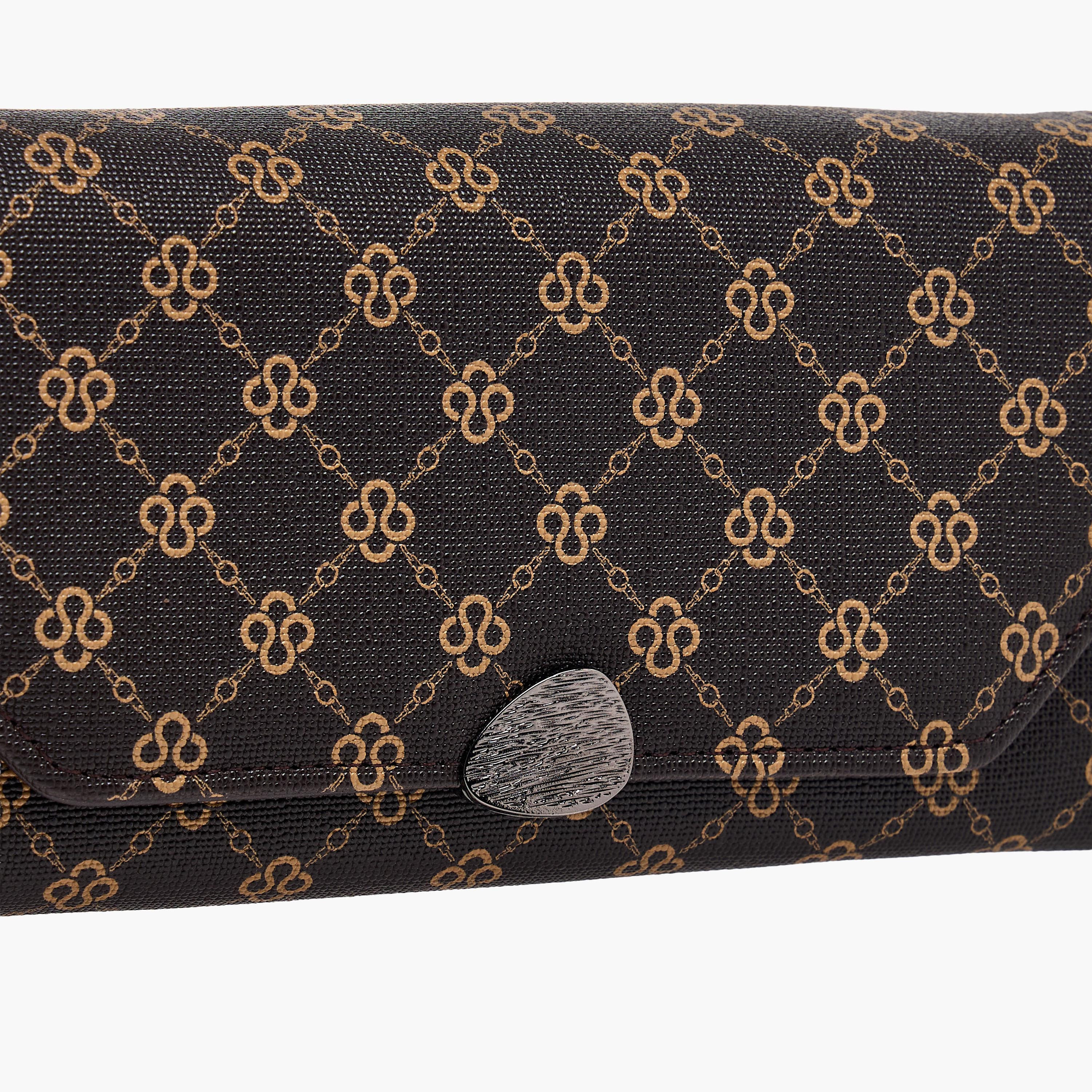 Sasha Sam Monogram Print Tri-Fold Wallet with Button Closure-women-bagsandwallets-wallets-image-3