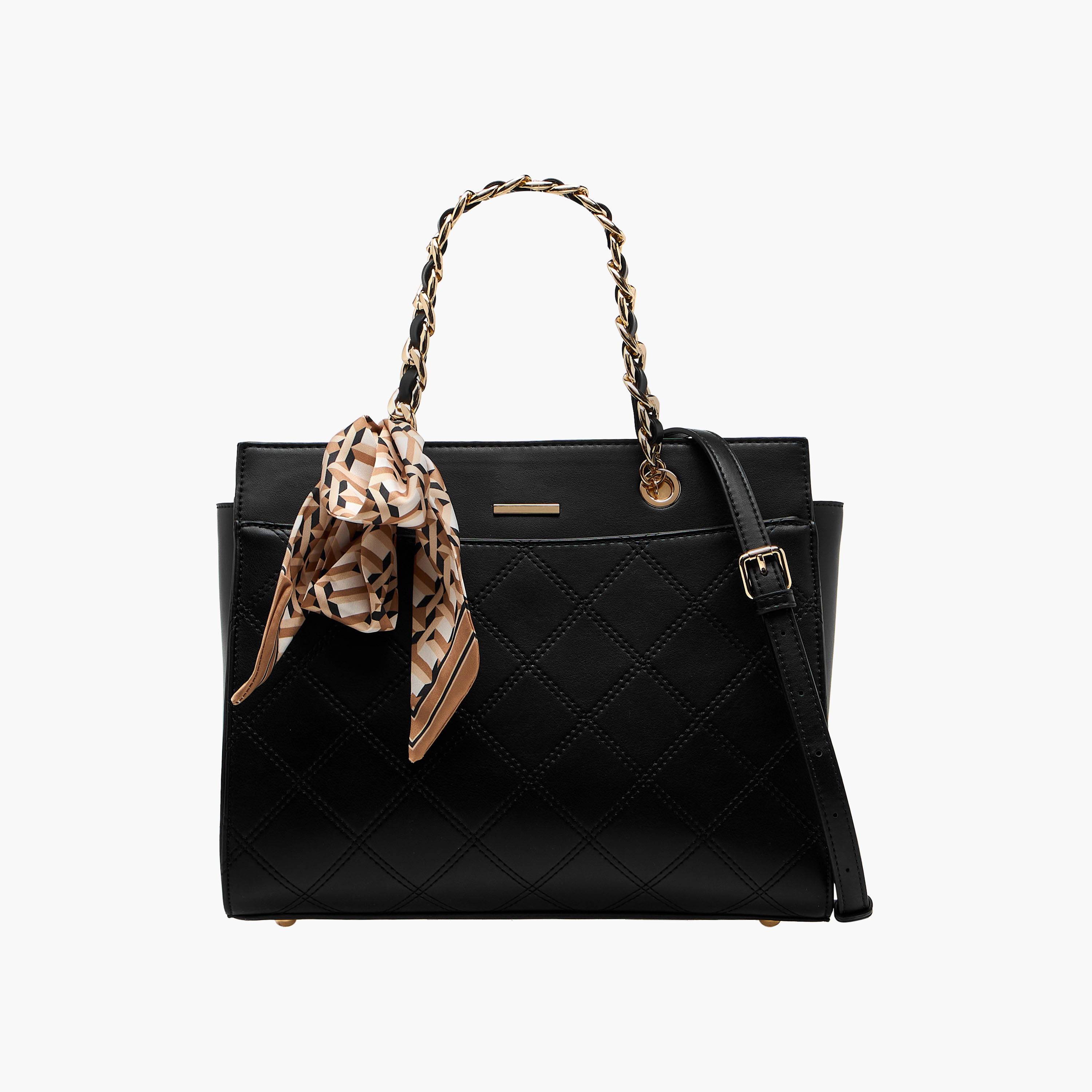 شنطة توت مبطنة بزينة وشاح وبحزام كتف قابل للفصل من يونايتد كلرز أوف بنيتون-women-bagsandwallets-handbags-image-1