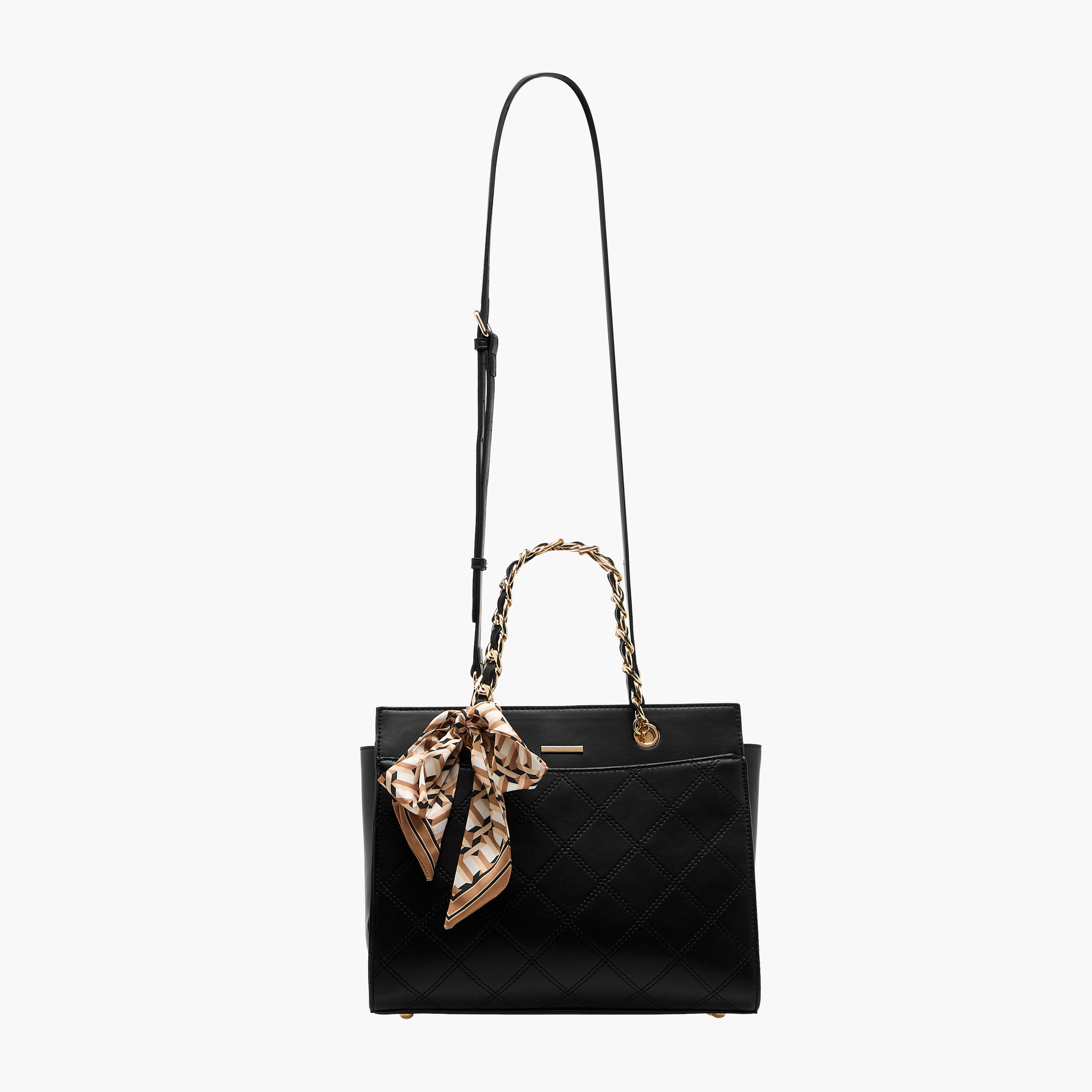 شنطة توت مبطنة بزينة وشاح وبحزام كتف قابل للفصل من يونايتد كلرز أوف بنيتون-women-bagsandwallets-handbags-image-3