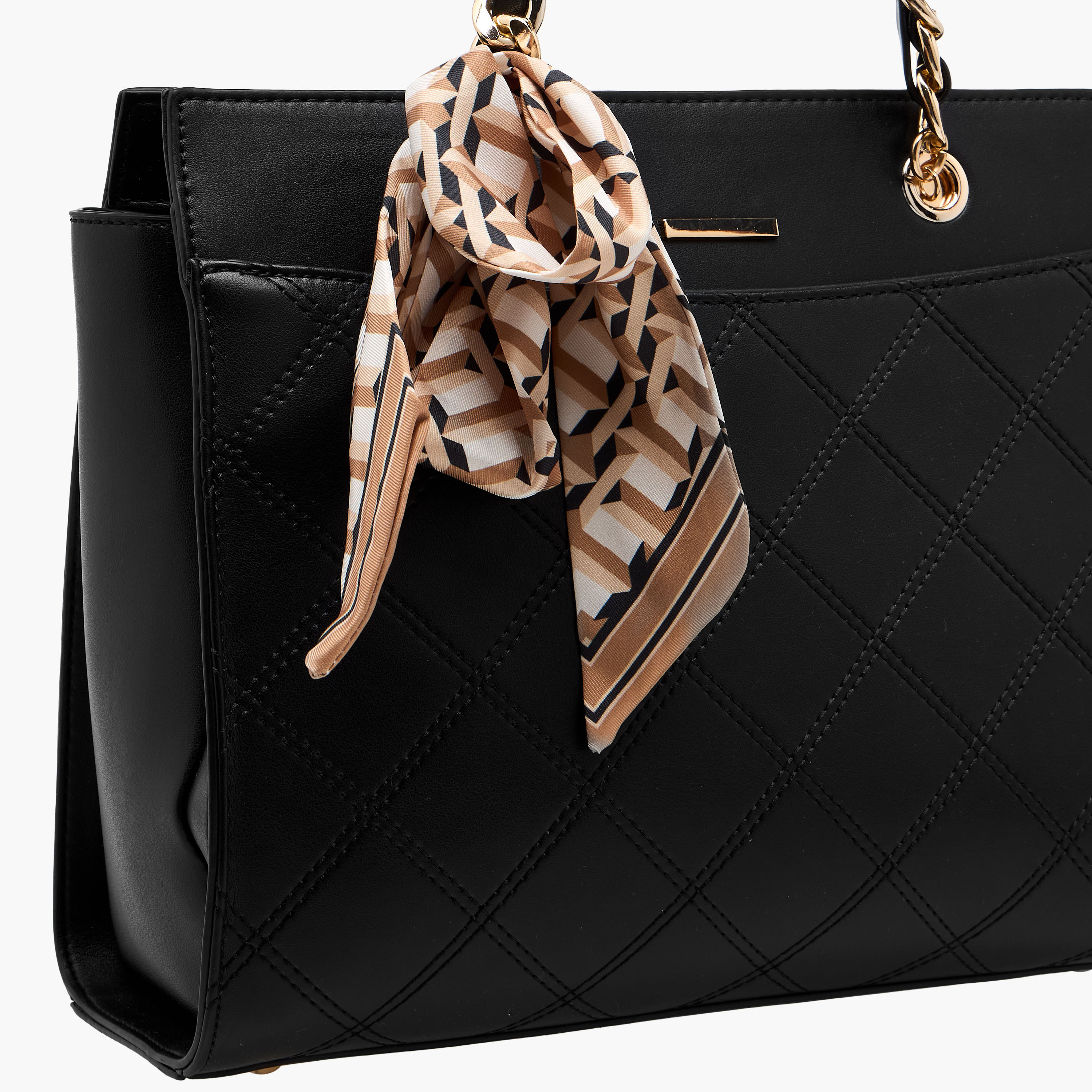 شنطة توت مبطنة بزينة وشاح وبحزام كتف قابل للفصل من يونايتد كلرز أوف بنيتون-women-bagsandwallets-handbags-image-5
