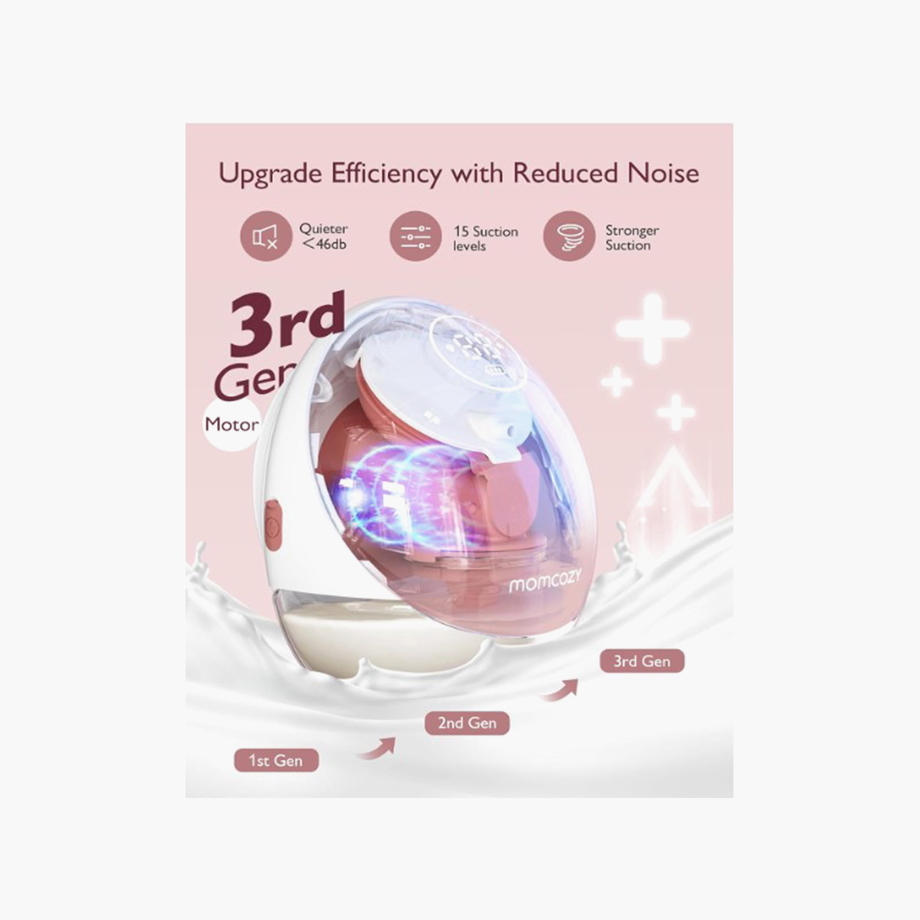 Momcozy M9 Wearable Hands-Free Single Breast Pump - White-baby-feeding-breastfeedingandcare-image-2