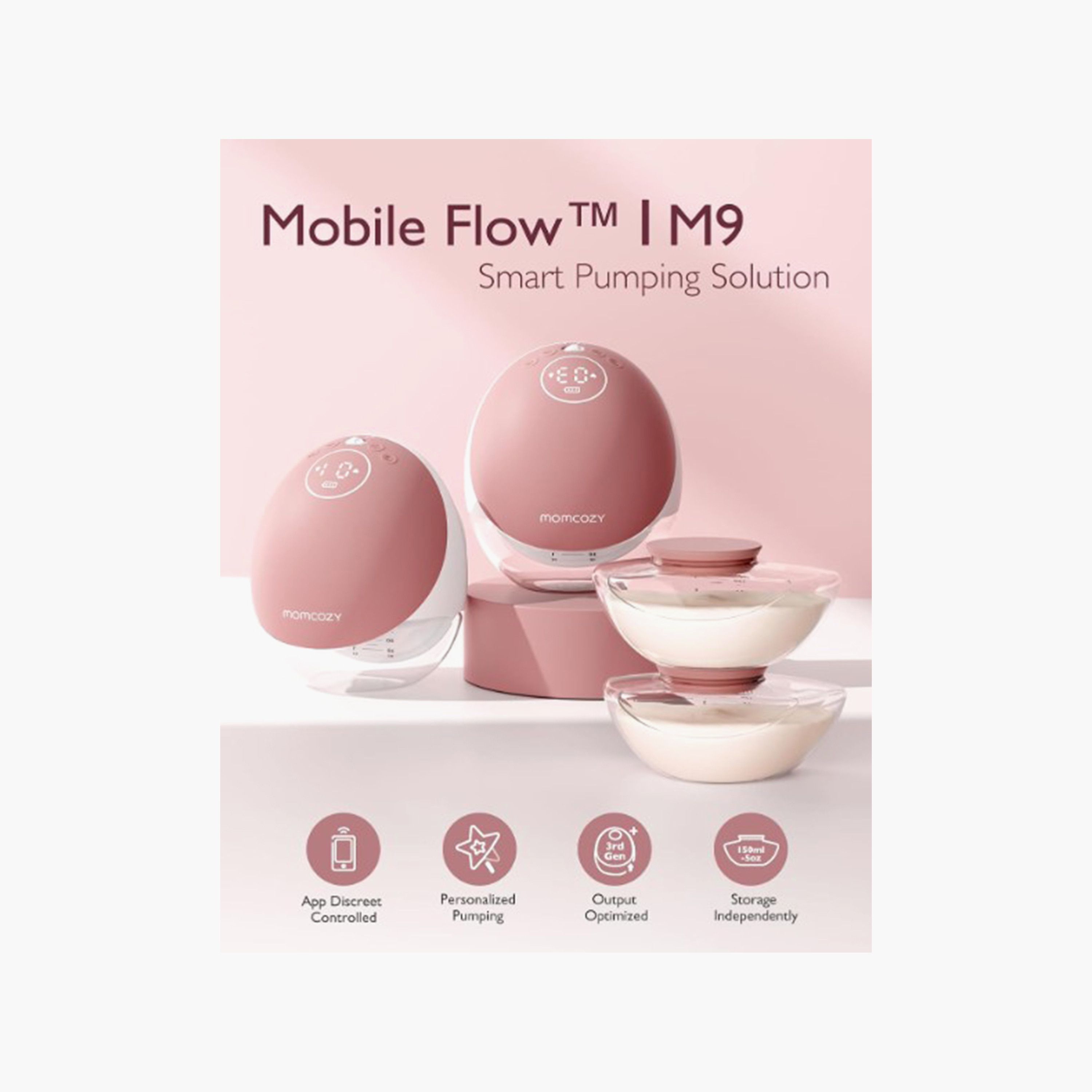 Momcozy M9 Wearable Hands-Free Single Breast Pump - White-baby-feeding-breastfeedingandcare-image-3