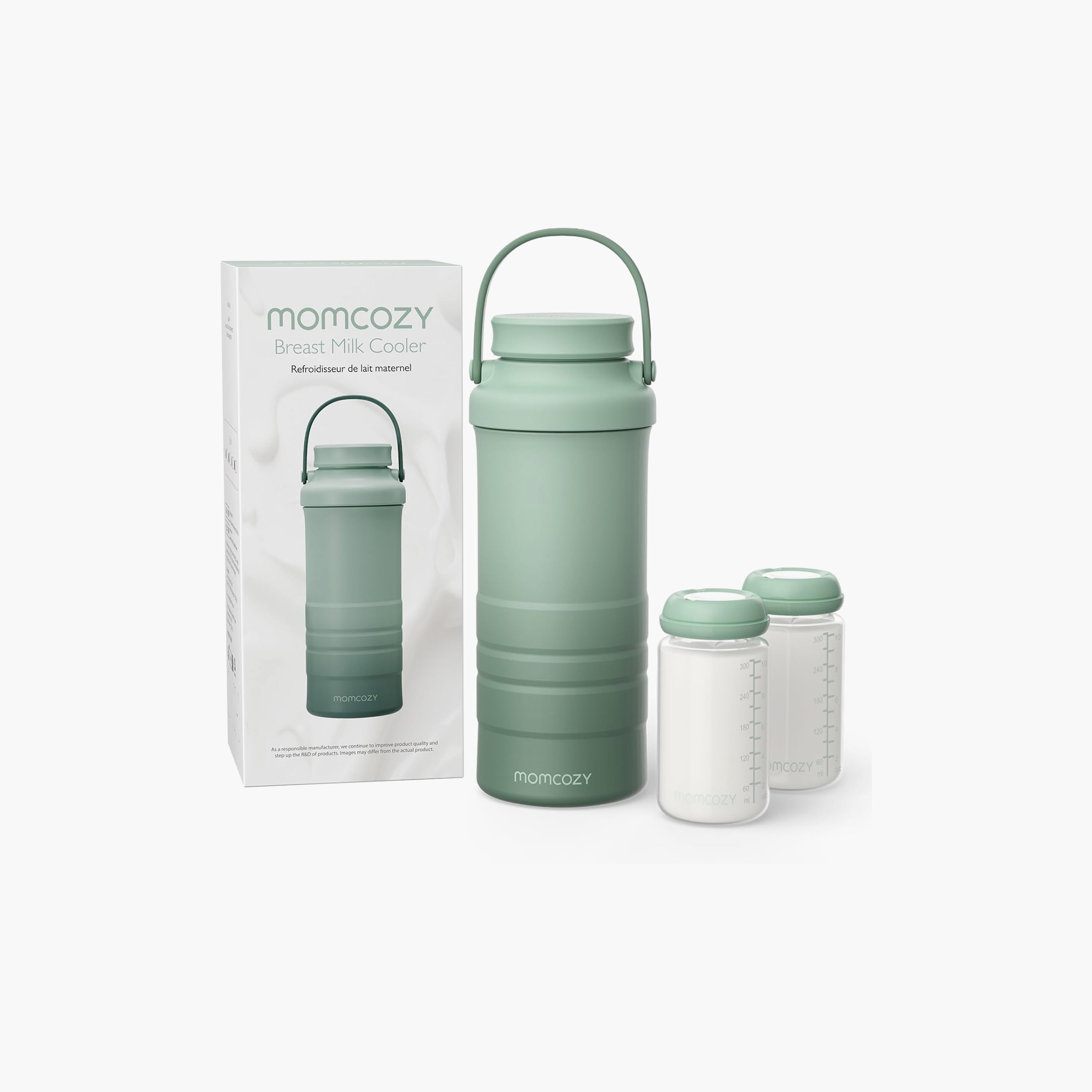 Momcozy Portable Breast Milk Cooler with 2-Piece Storage Bottles - Green - 22 oz-baby-feeding-breastfeedingandcare-image-1