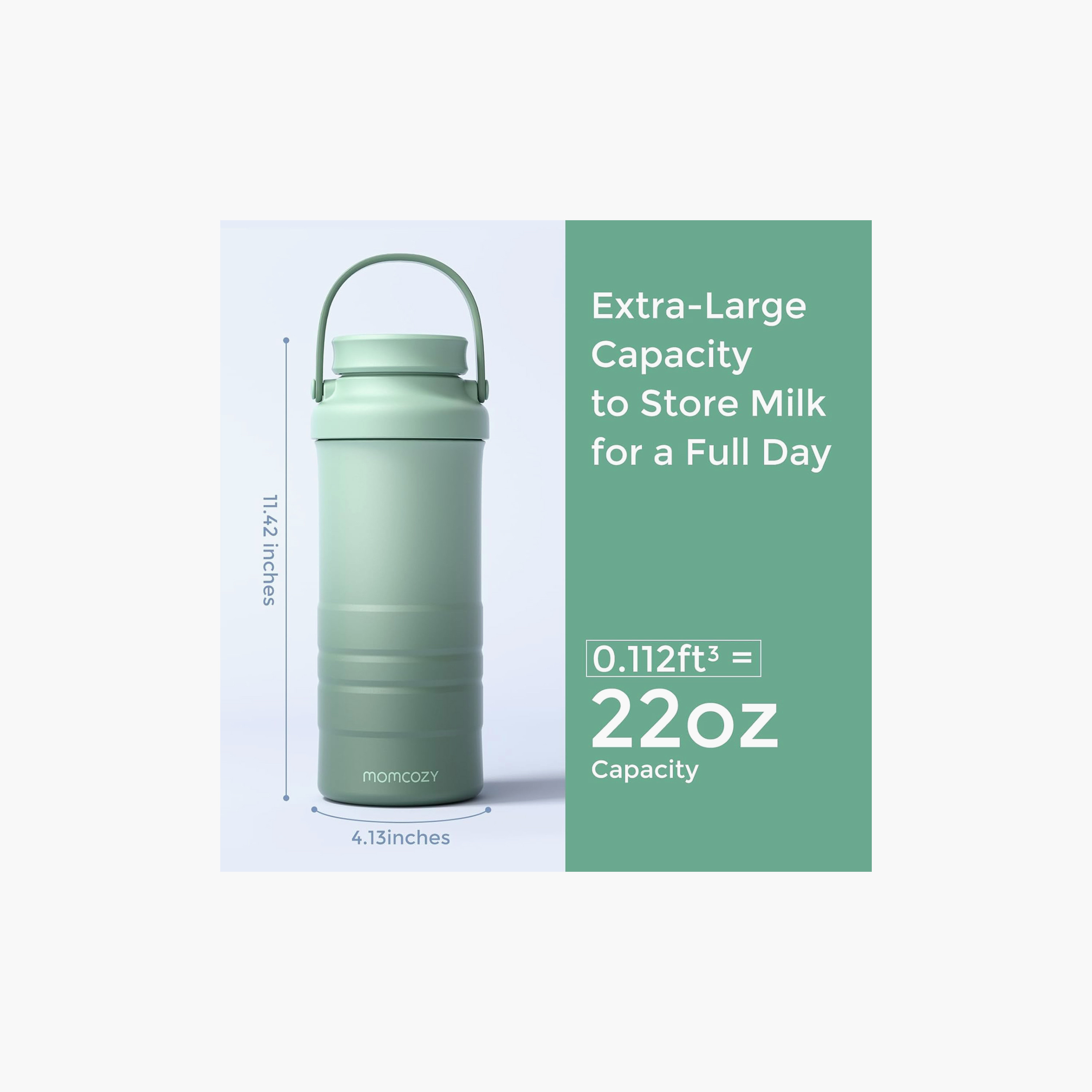 Momcozy Portable Breast Milk Cooler with 2-Piece Storage Bottles - Green - 22 oz-baby-feeding-breastfeedingandcare-image-3