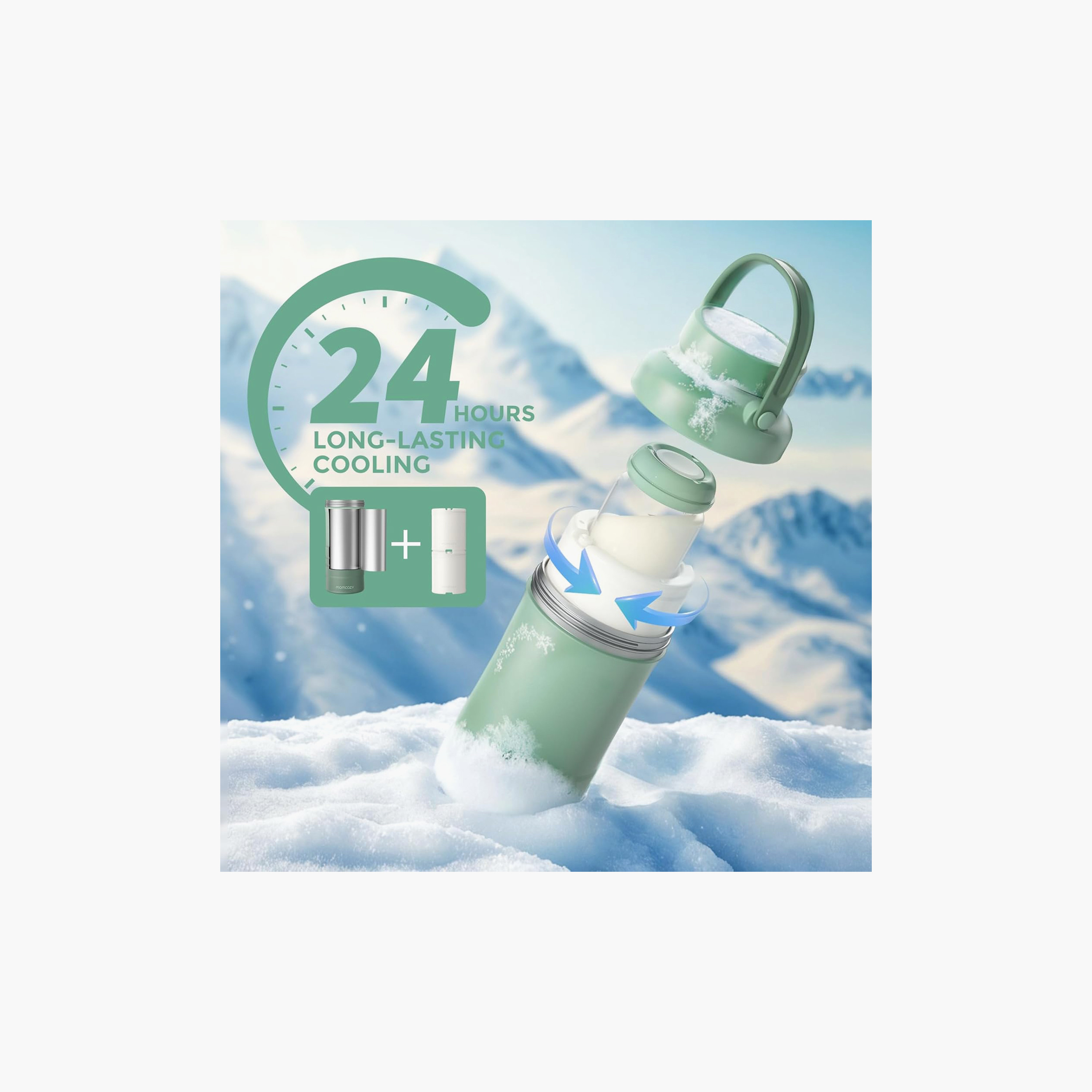 Momcozy Portable Breast Milk Cooler with 2-Piece Storage Bottles - Green - 22 oz-baby-feeding-breastfeedingandcare-image-5