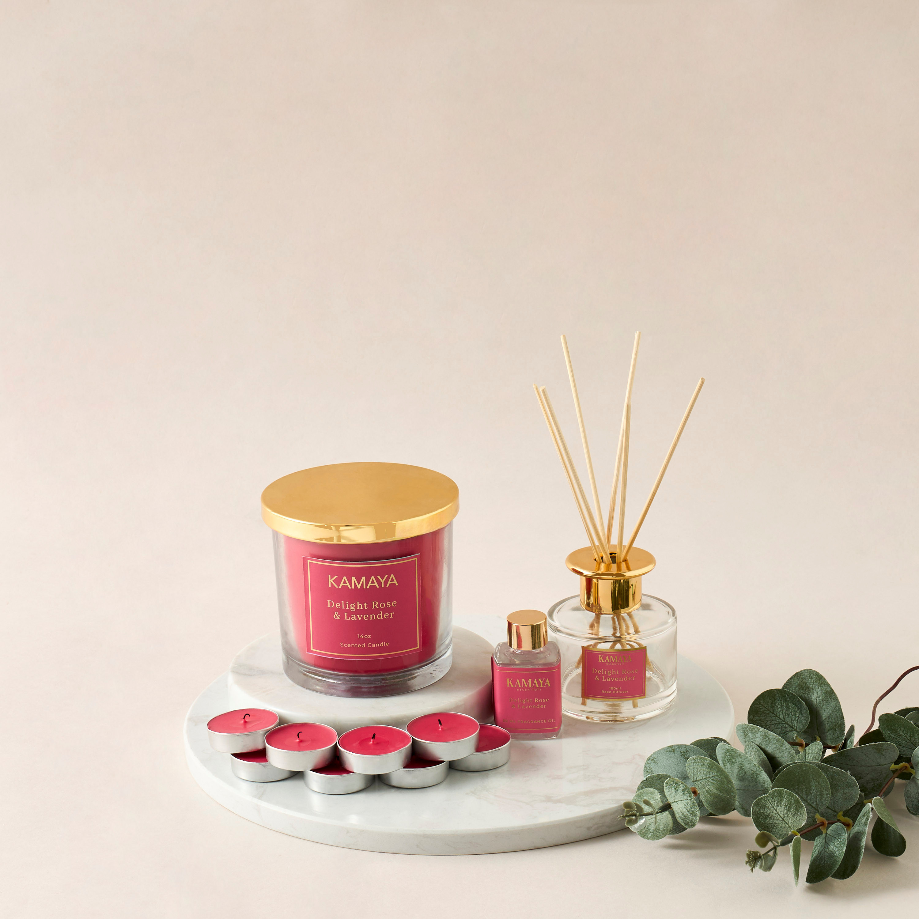 Kamaya 9-Piece Delight Rose & Lavender Tealight Candle Set - 10 gms-household-homefragrance-candles-image-5