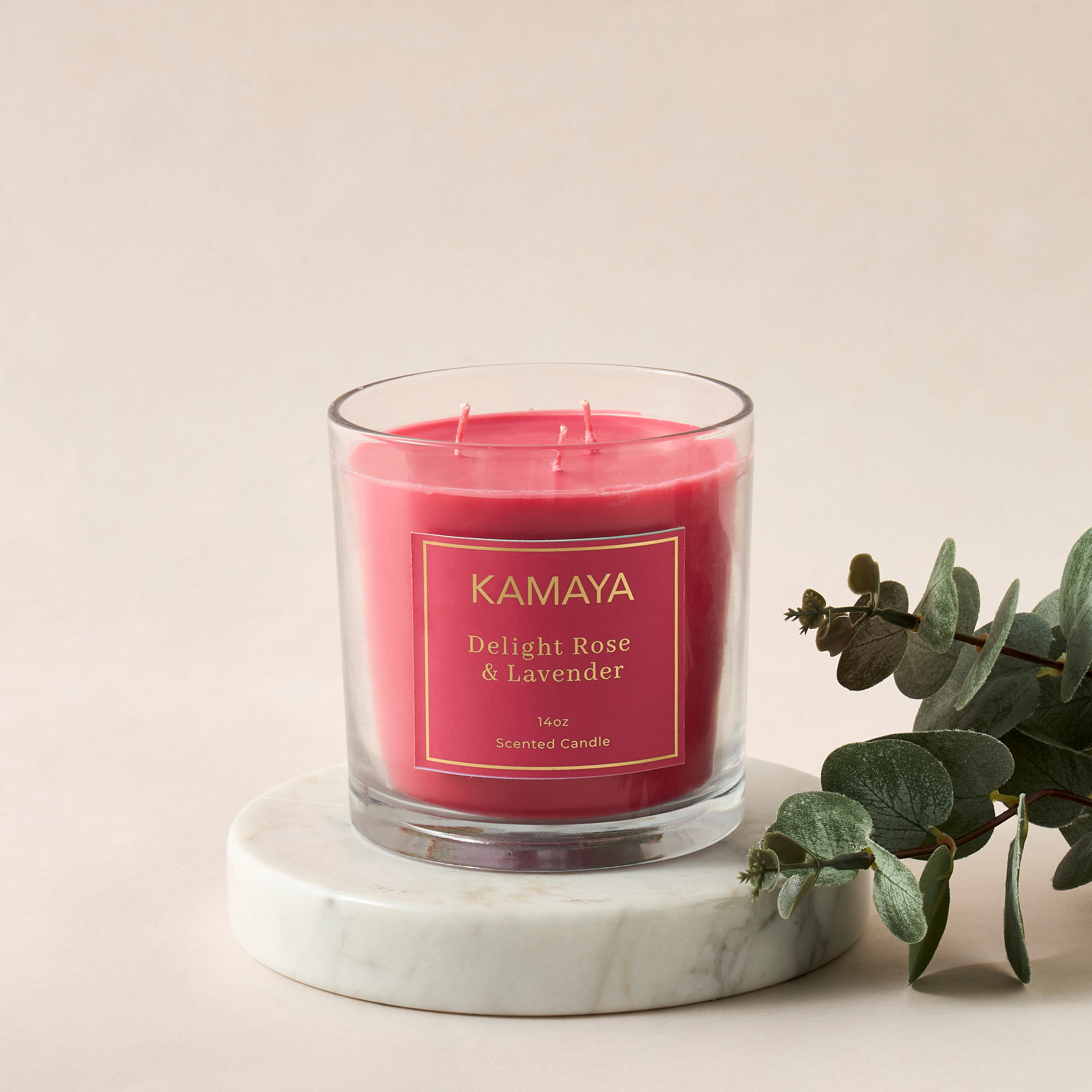 Kamaya Rose & Lavender 3-Wick Jar Candle - 400 gms-household-homefragrance-candles-image-1