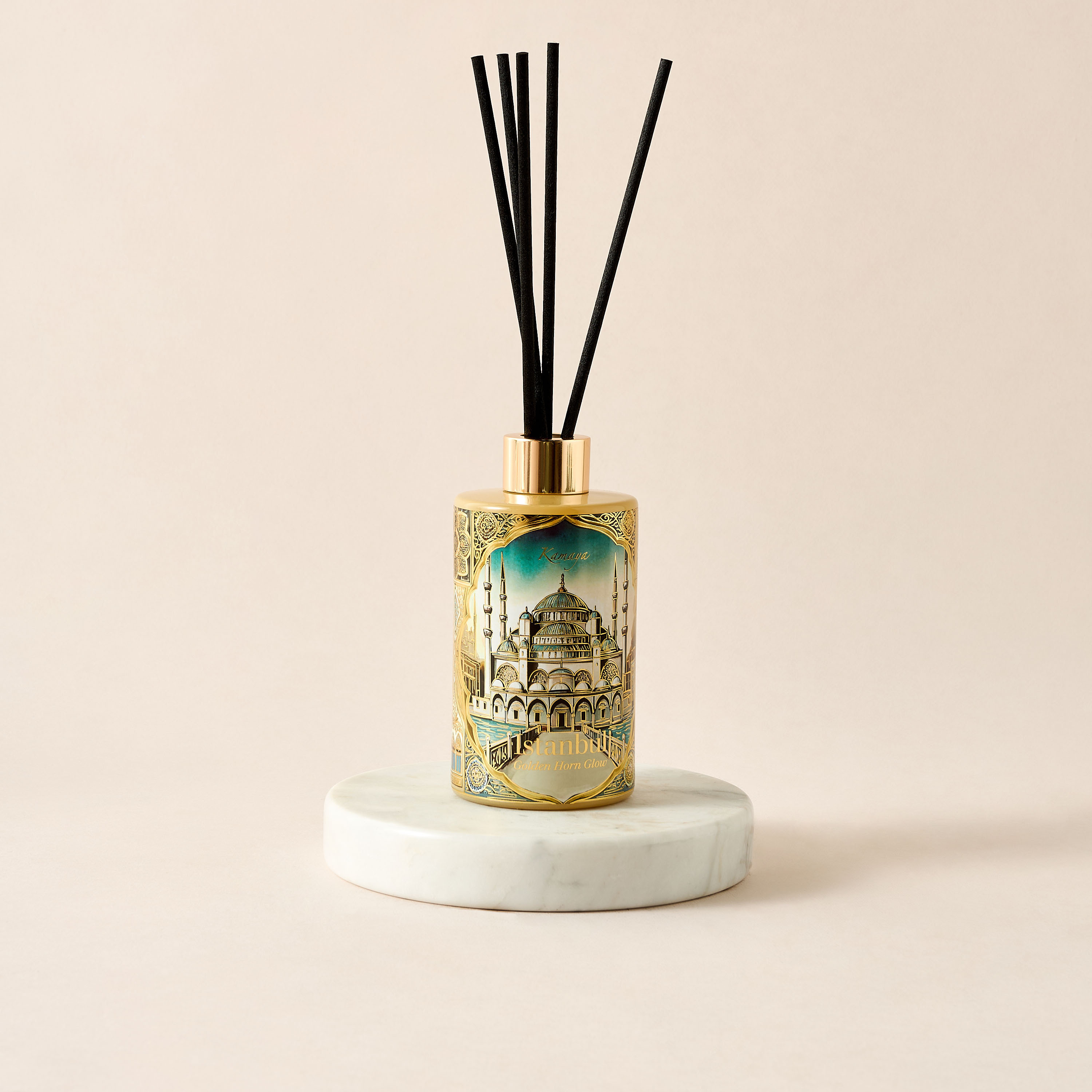 Kamaya Golden Horn Glow Scented Reed Diffuser Set - 200 ml-household-homefragrance-reeddiffusers-image-2