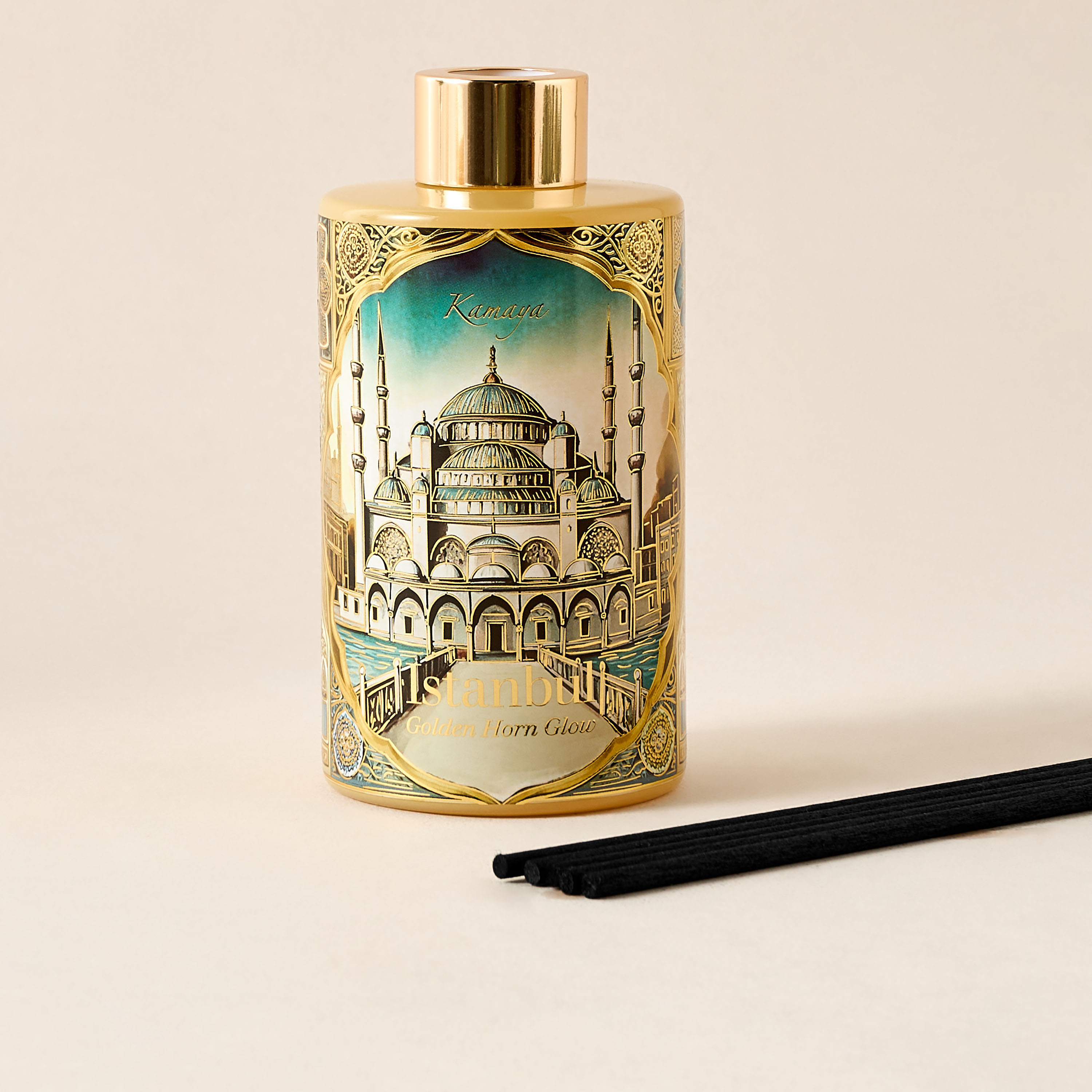 Kamaya Golden Horn Glow Scented Reed Diffuser Set - 200 ml-household-homefragrance-reeddiffusers-image-4