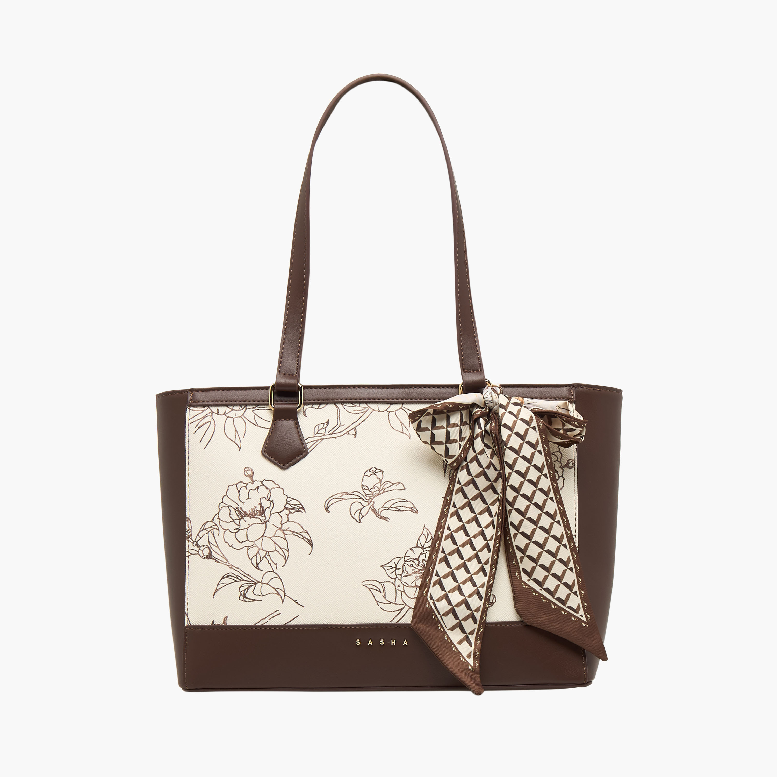 Sasha Kodes Floral Print Tote Bag with Double Handle-women-bagsandwallets-handbags-image-1