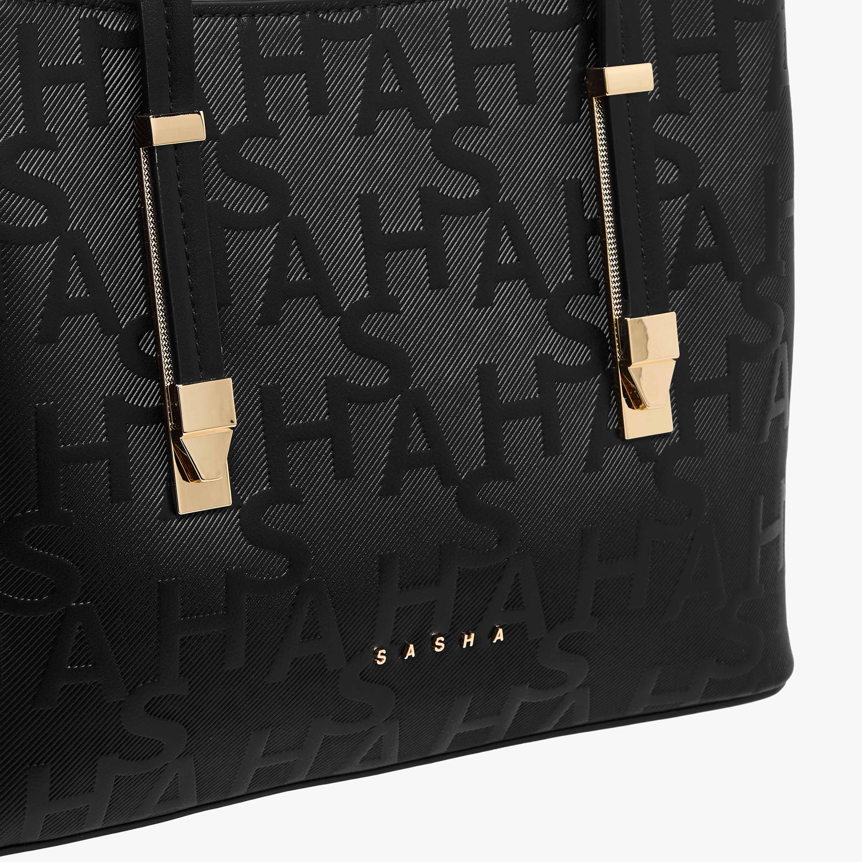 Sasha Kodes Monogram Embossed Tote Bag with Detachable Strap-women-bagsandwallets-handbags-image-7