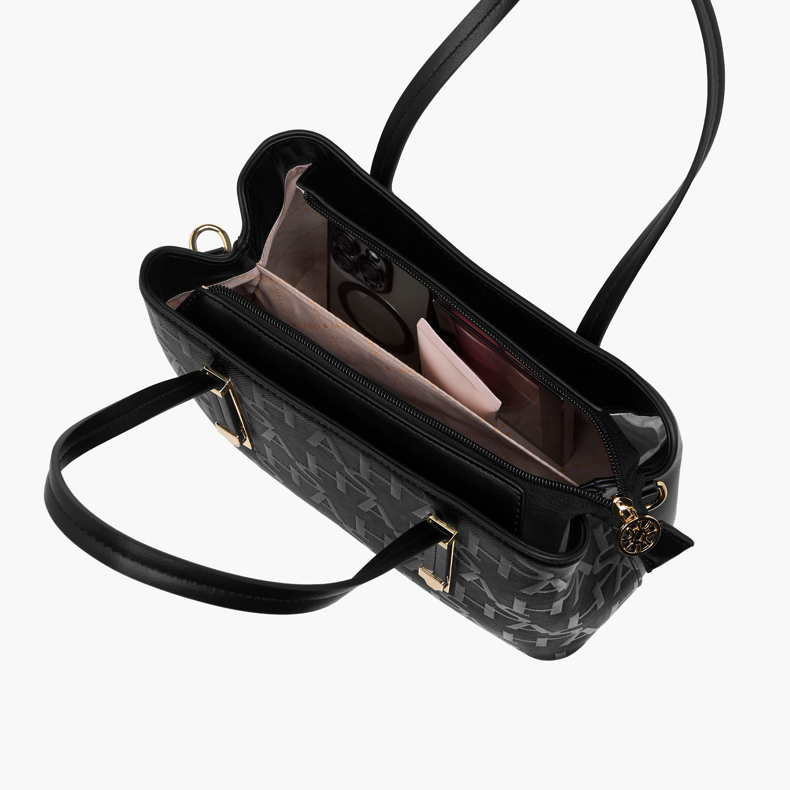 Sasha Kodes Monogram Embossed Tote Bag with Detachable Strap-women-bagsandwallets-handbags-image-9